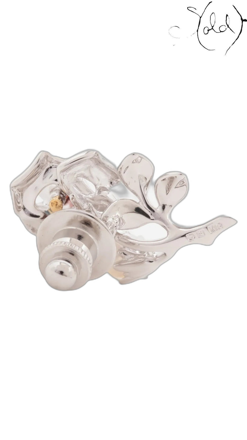MIKIMOTO rose brooch, reverse and pin view