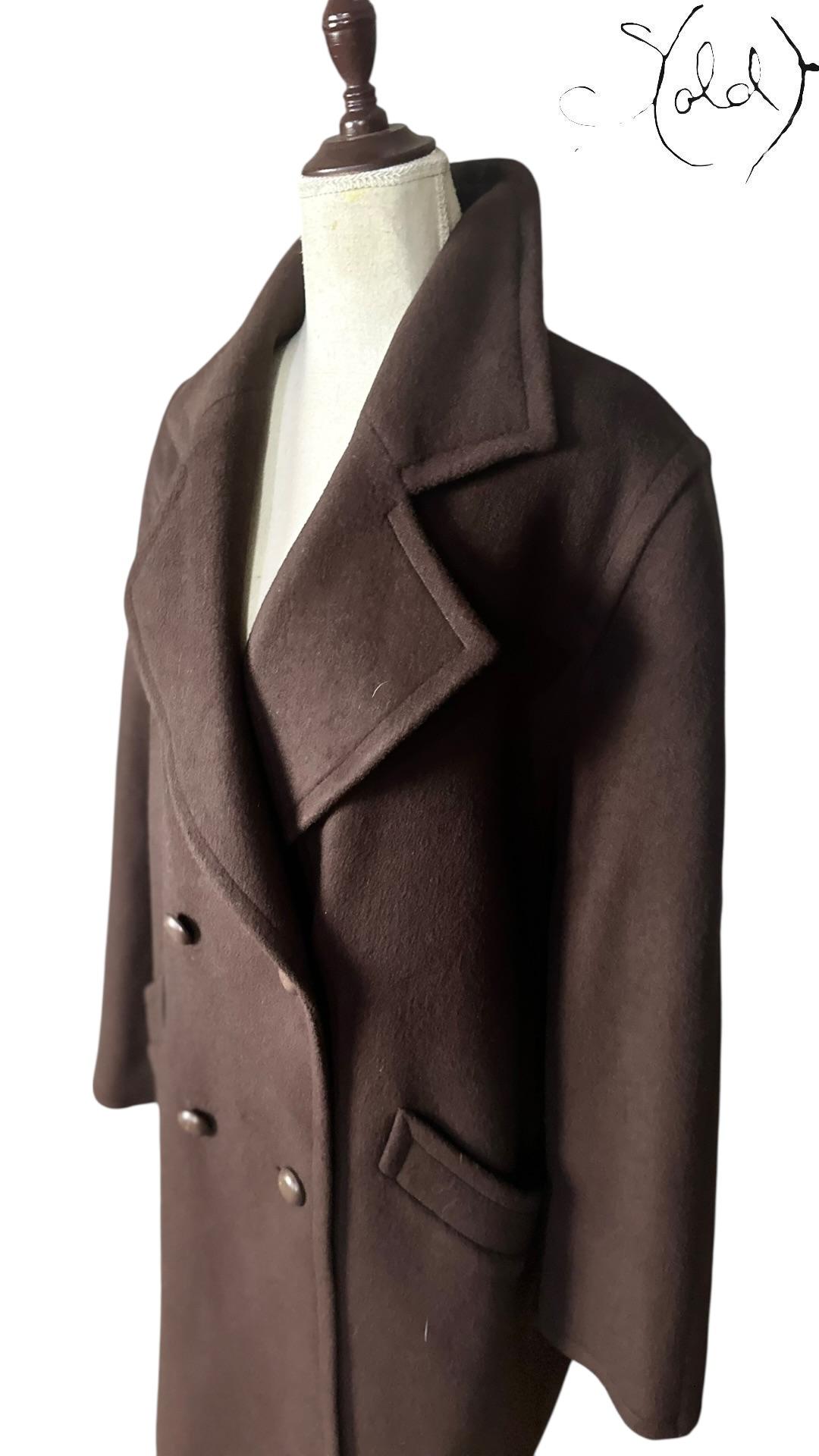 Missoni Wool Double-Breasted Coat Chocolate Brown 1990s Size 40-44, Back view | Sold Attire