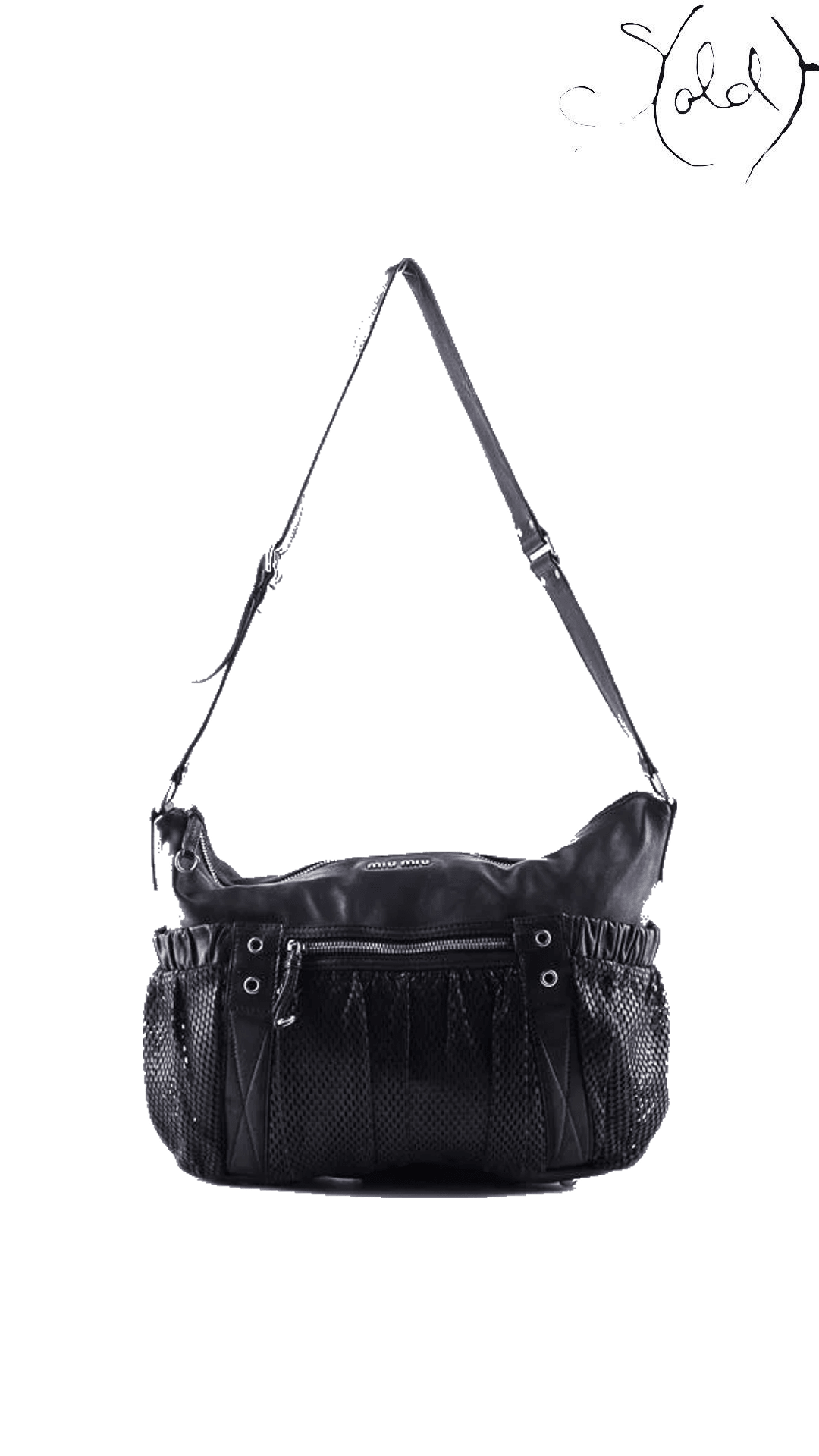 Miu Miu black leather messenger shoulder bag - view 1