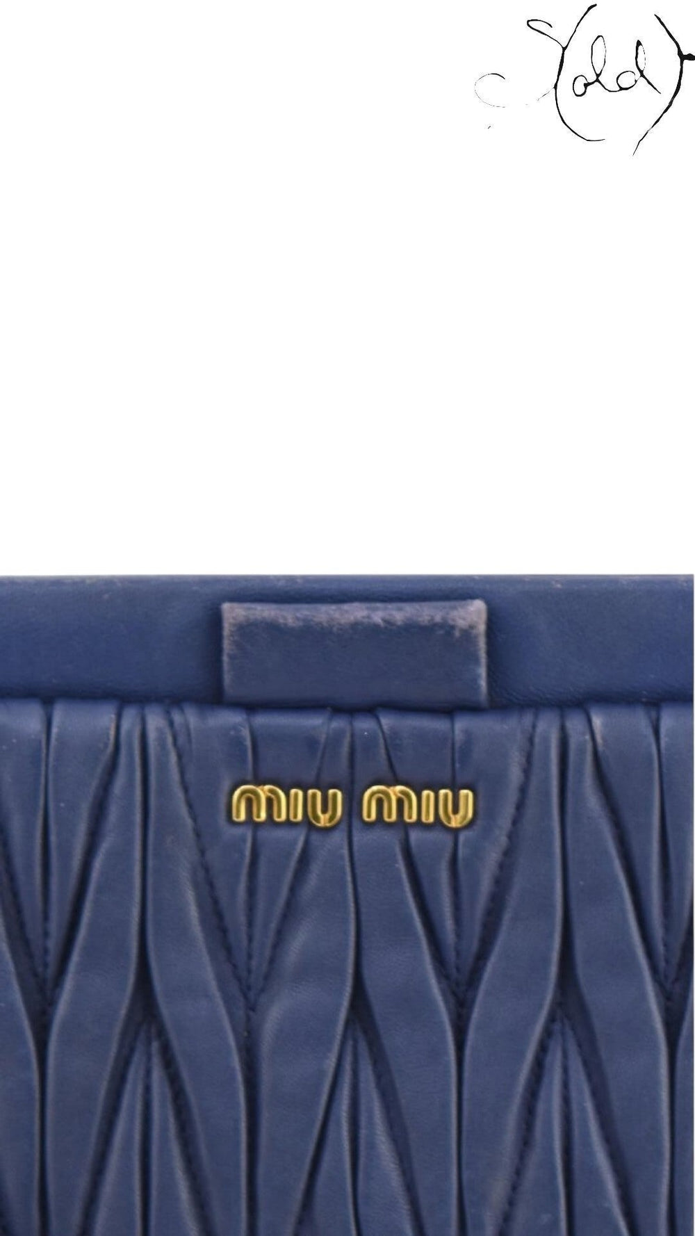 Miu Miu Blue Matelasse Leather Crossbody Bag side view