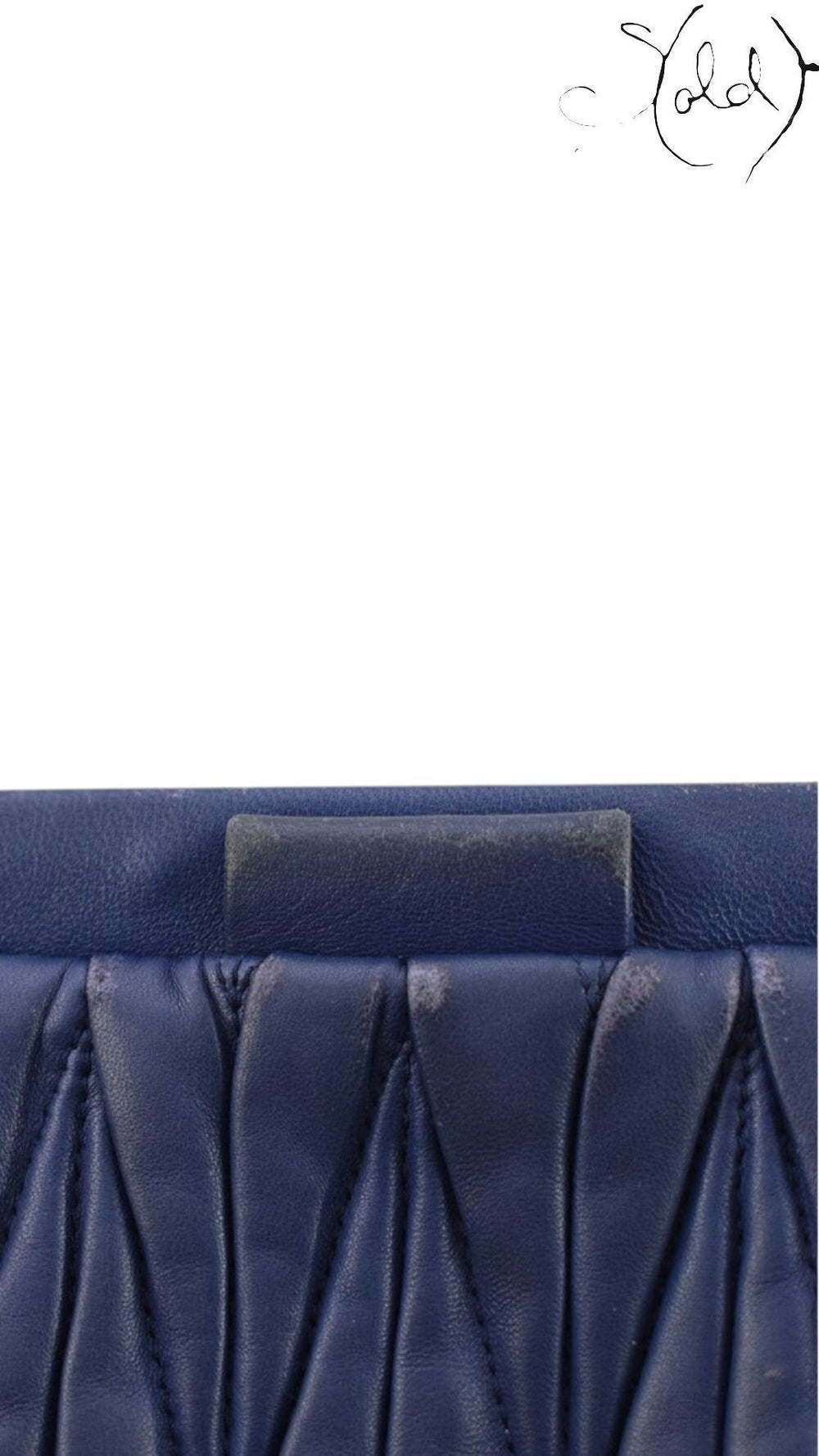 Miu Miu Blue Matelasse Leather Crossbody Bag logo detail