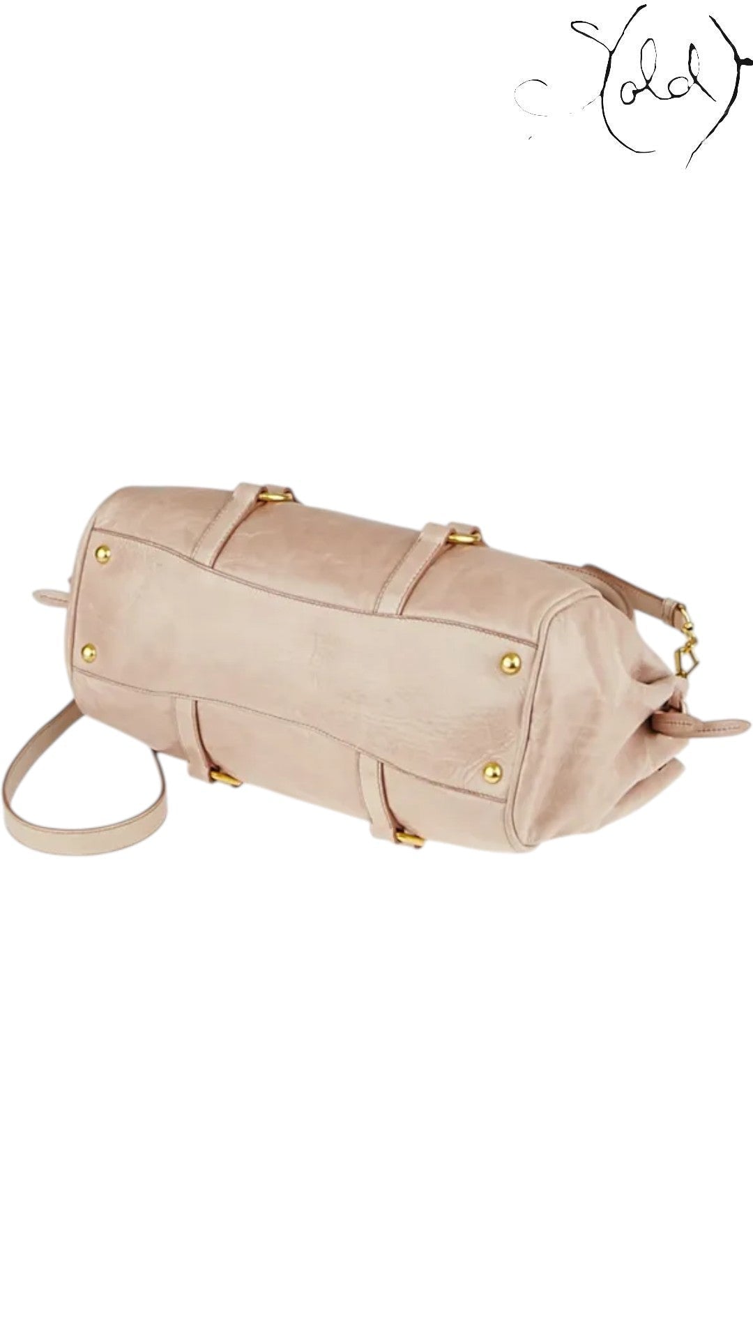 Sold Attire Miu Miu Vitello Lux Bow Bag in Fumo grey leather with gold-tone hardware and dual tonal bows.