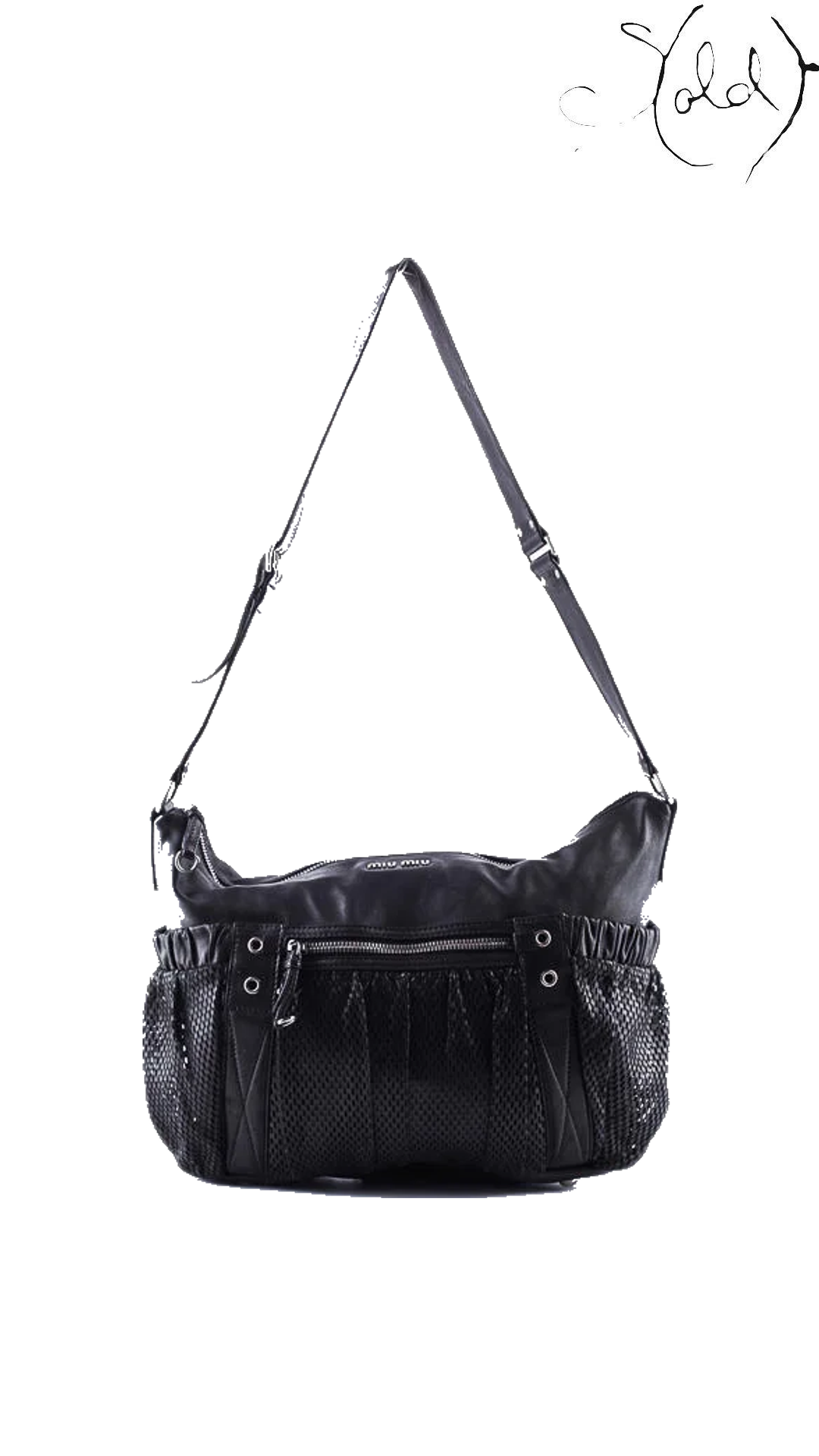 Miu Miu black leather messenger shoulder bag - view 1