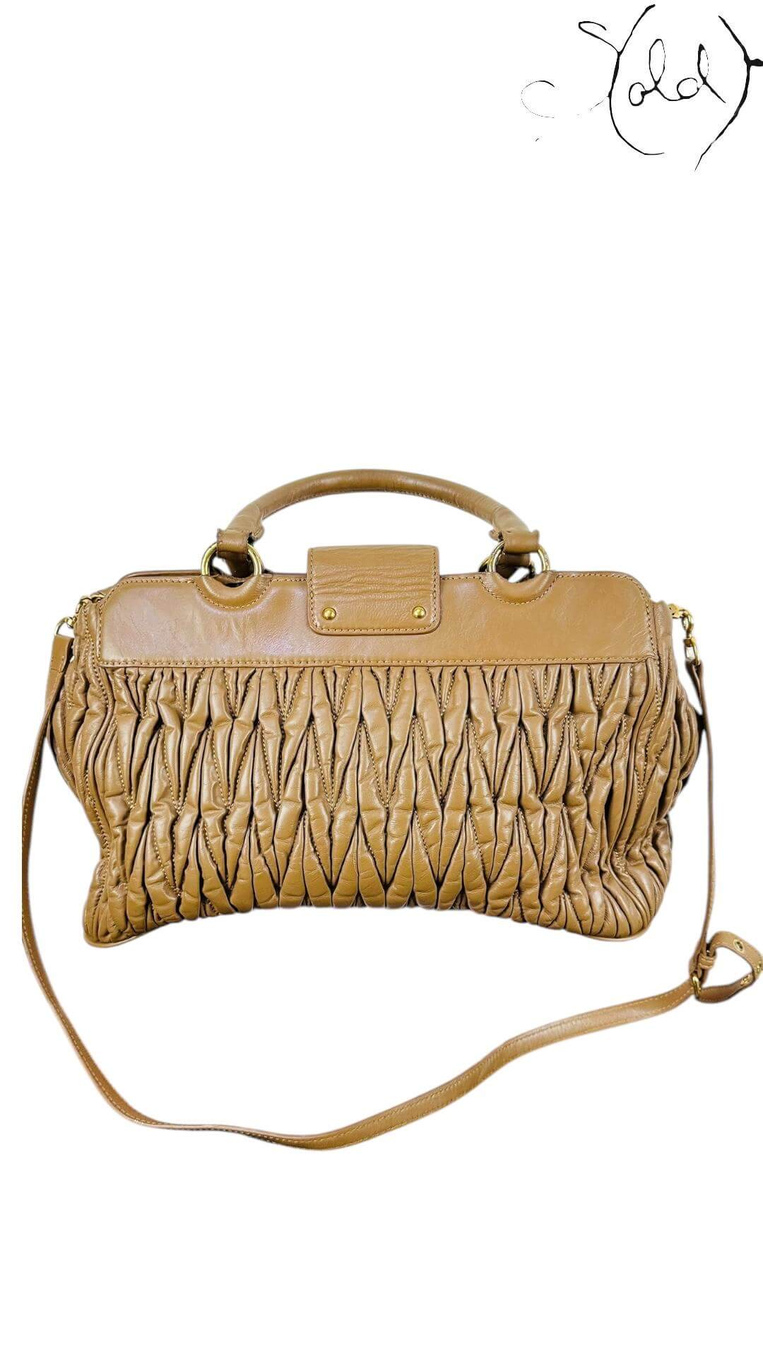 Miu Miu Bow Leather Shoulder Bag – Classic Elegance — Back view | Sold Attire