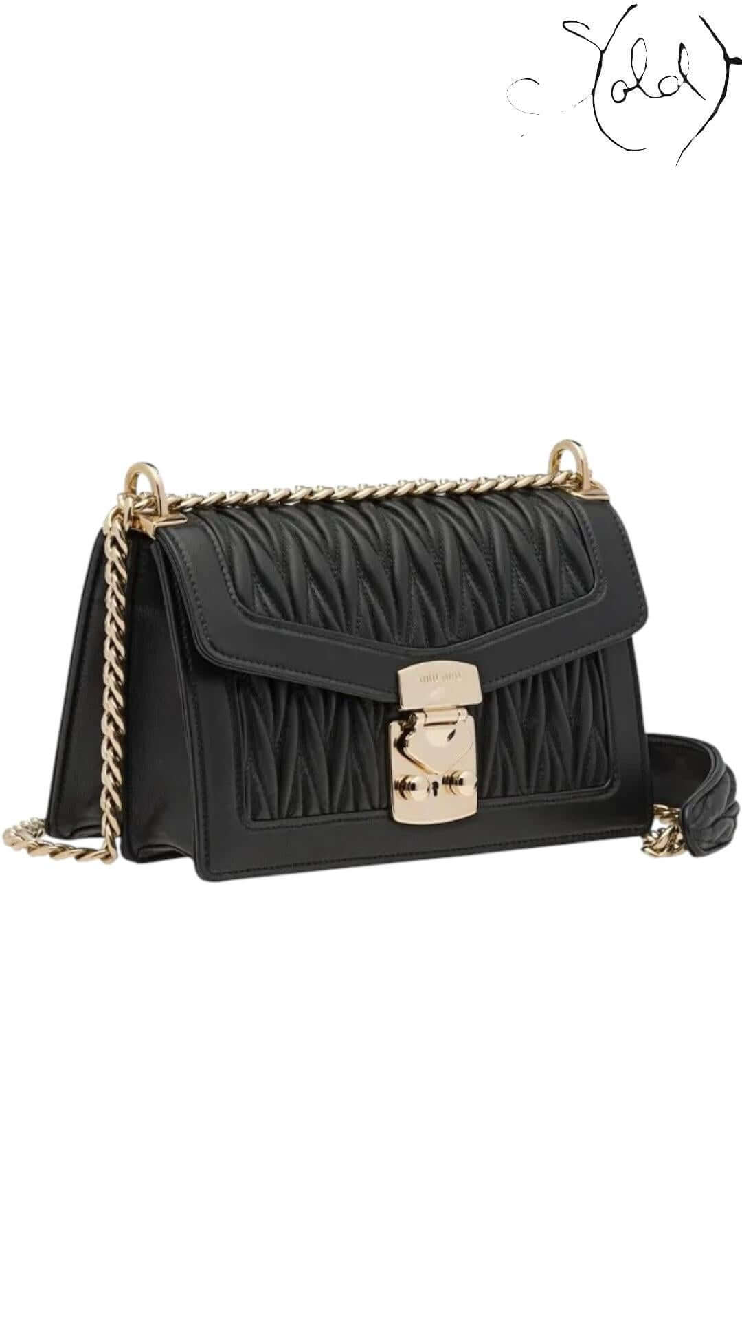 MIU MIU Confidential Matelassé Leather Bag – Black Gold Chain, Interior view | Sold Attire