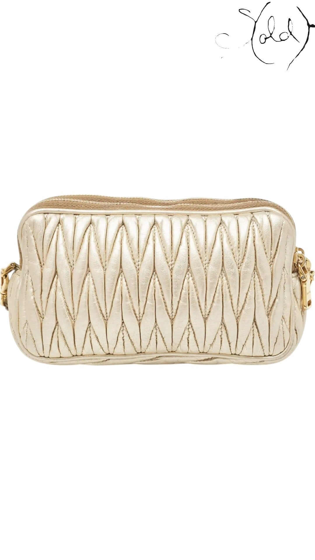 Miu Miu Frame Bag – Gold Gathered Leather, Back view | Sold Attire