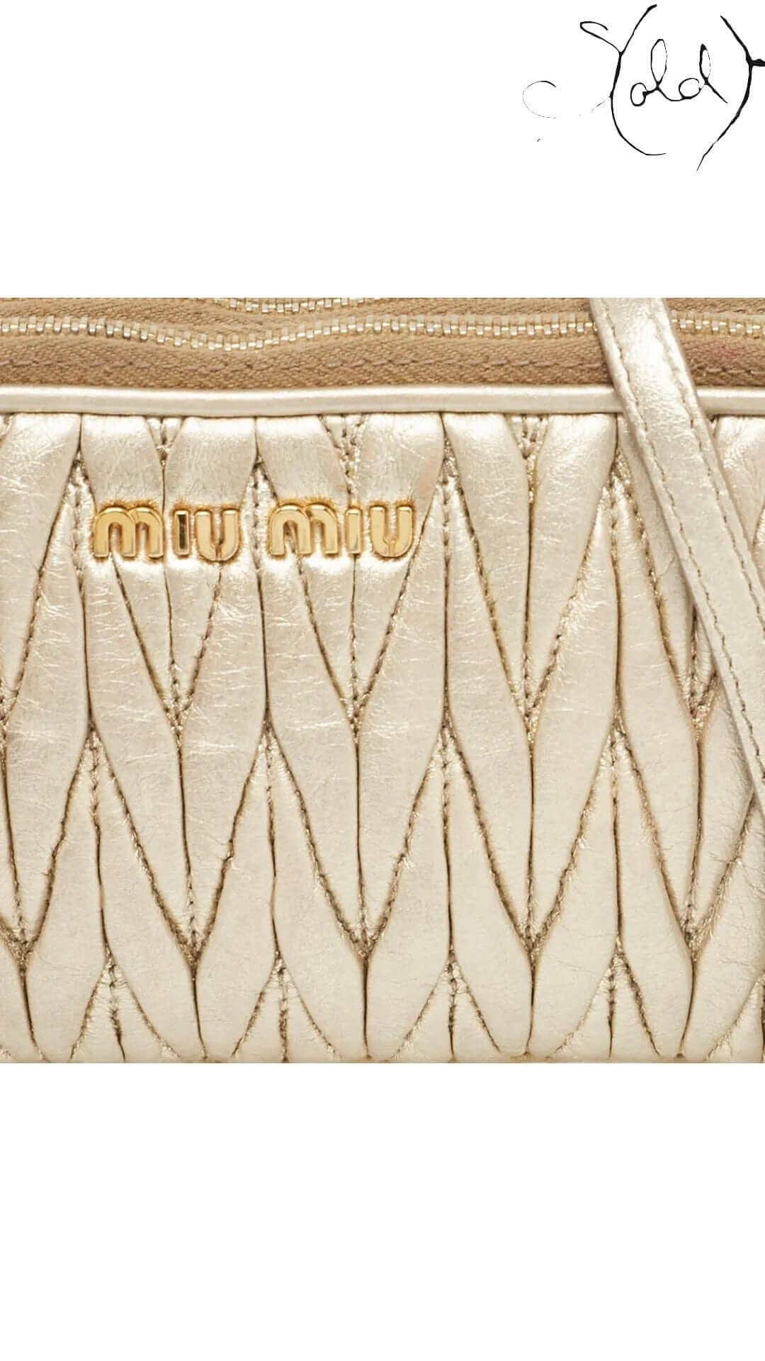 Miu Miu Frame Bag – Gold Gathered Leather, Interior view | Sold Attire