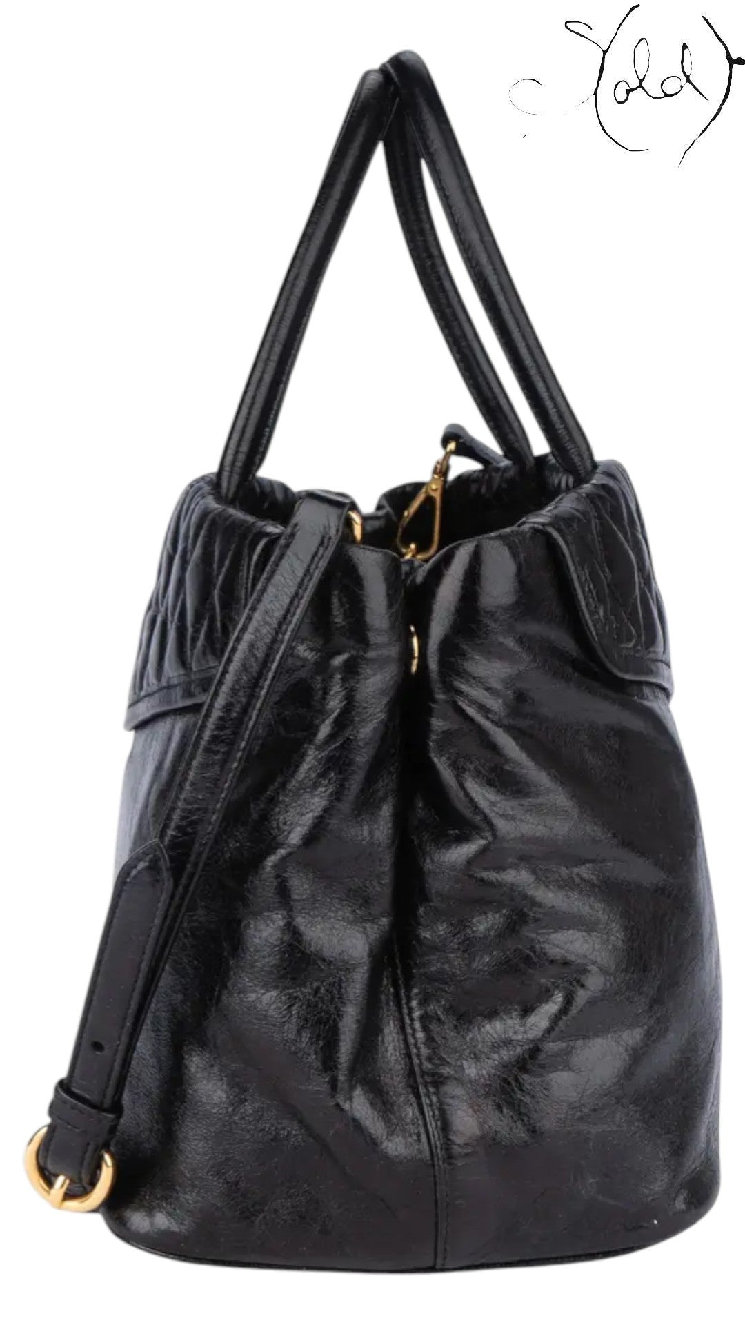 Miu Miu Black Vitello Lux Satchel, Back view | Sold Attire