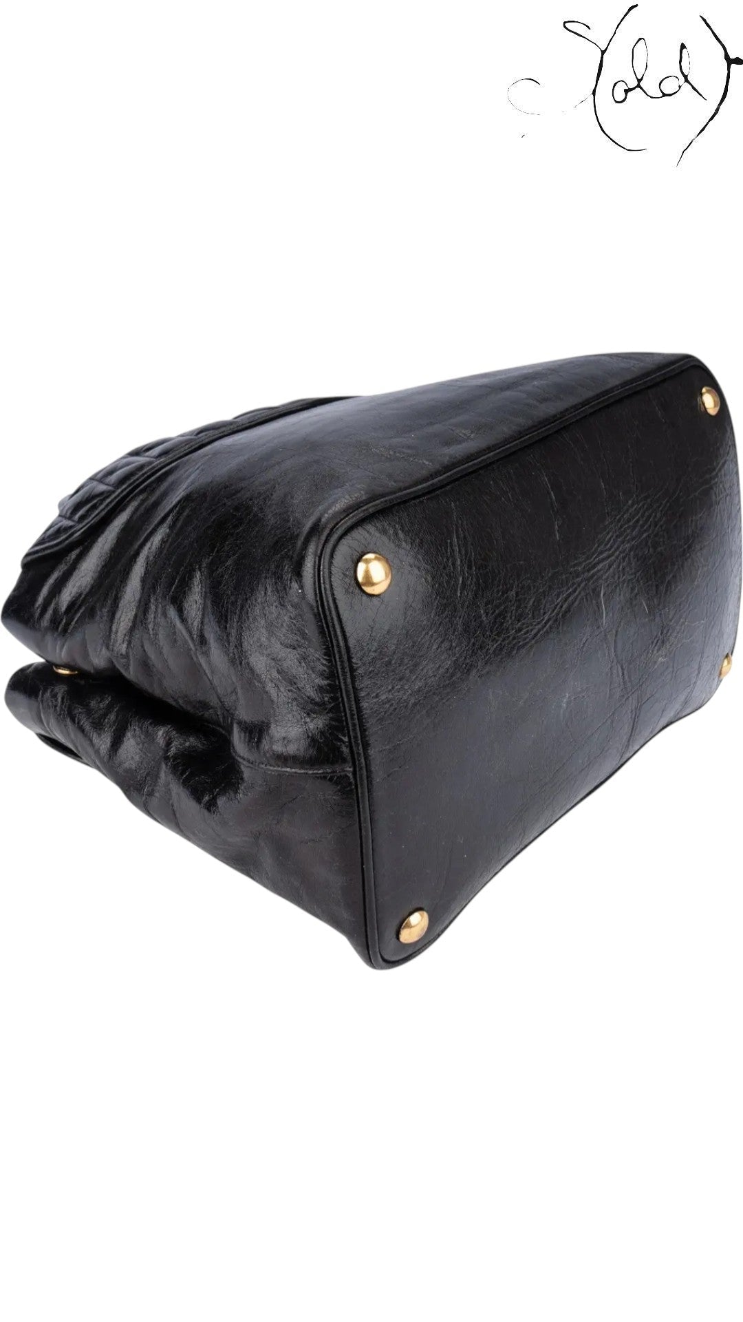Miu Miu Black Vitello Lux Satchel, Hardware detail | Sold Attire