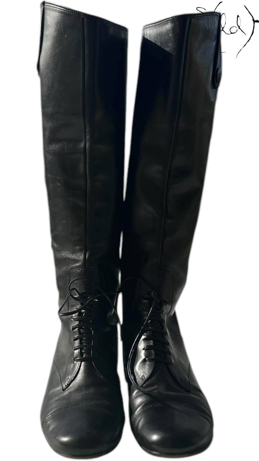Miu Miu Leather Riding Boots – Equestrian Edge, Back view | Sold Attire