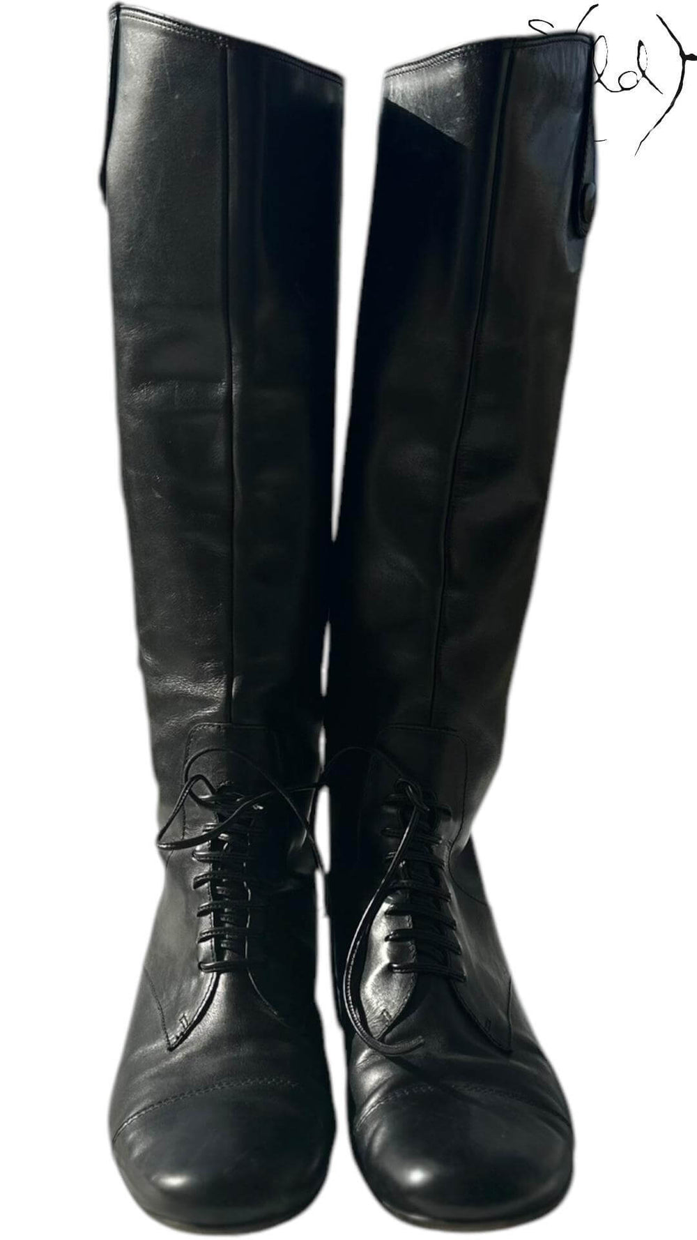 Miu Miu Leather Riding Boots – Equestrian Edge, Back view | Sold Attire