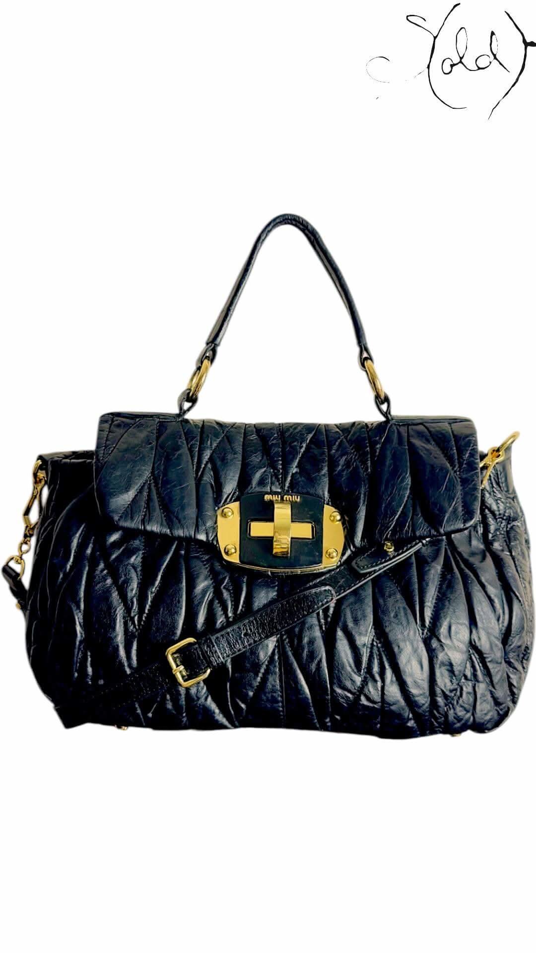 Miu Miu Matelassé Club Bag – Gold Turnlock | Sold Attire - Sold Attire