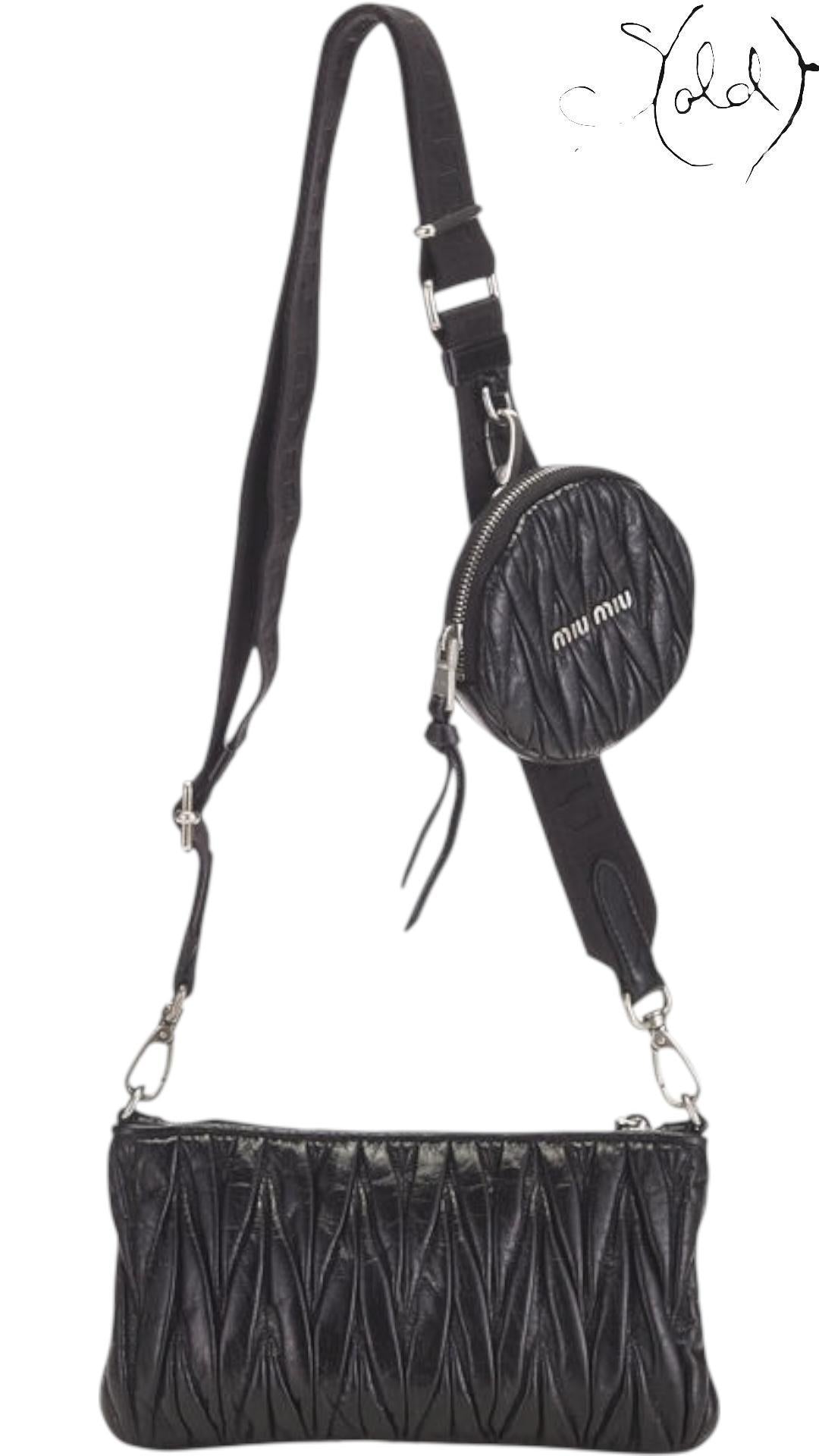 Miu Miu Matelassé Nappa Leather Crossbody Bag 2010s — Back view | Sold Attire