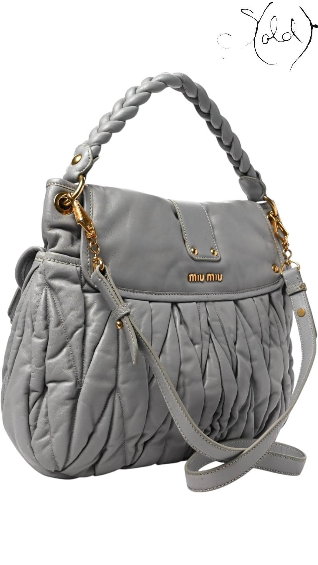 MIU MIU Nappa Matelassé Coffer Hobo – Nube Braided Classic, Back view | Sold Attire