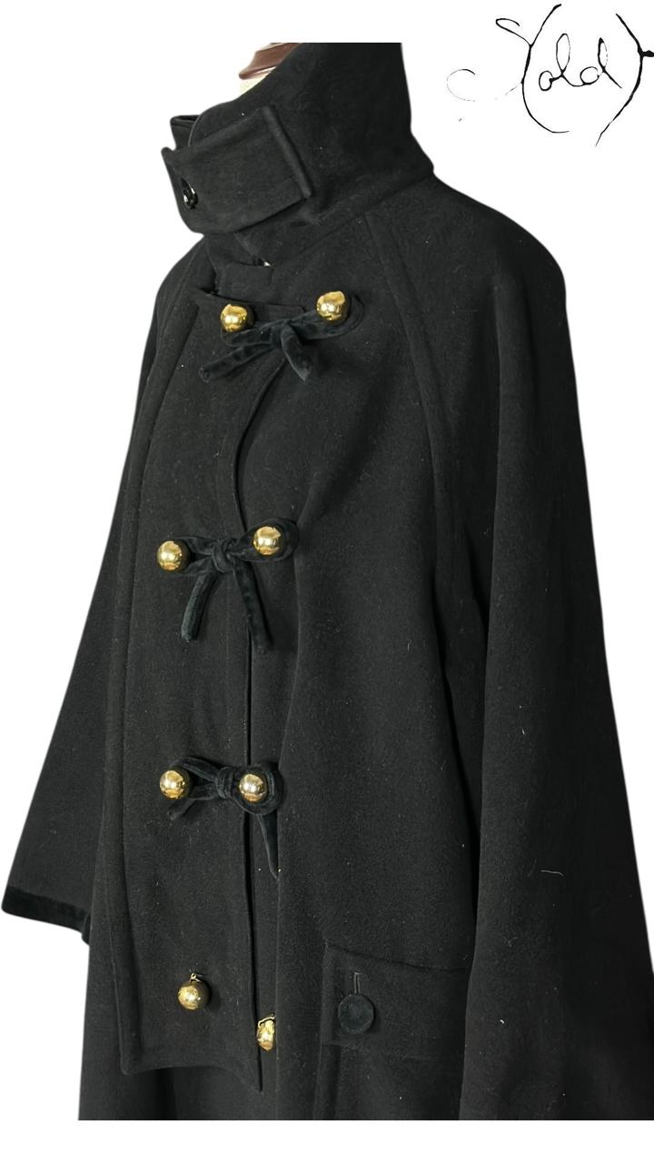 Moschino Cheap and Chic Black Cashmere Toggle Coat 1990s Size 44, Hardware detail | Sold Attire