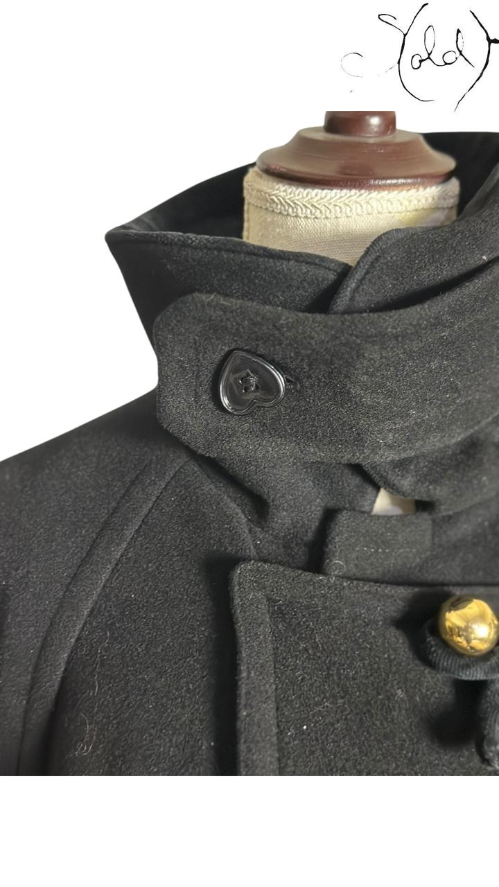 Moschino Cheap and Chic Black Cashmere Toggle Coat 1990s Size 44, Detail view | Sold Attire
