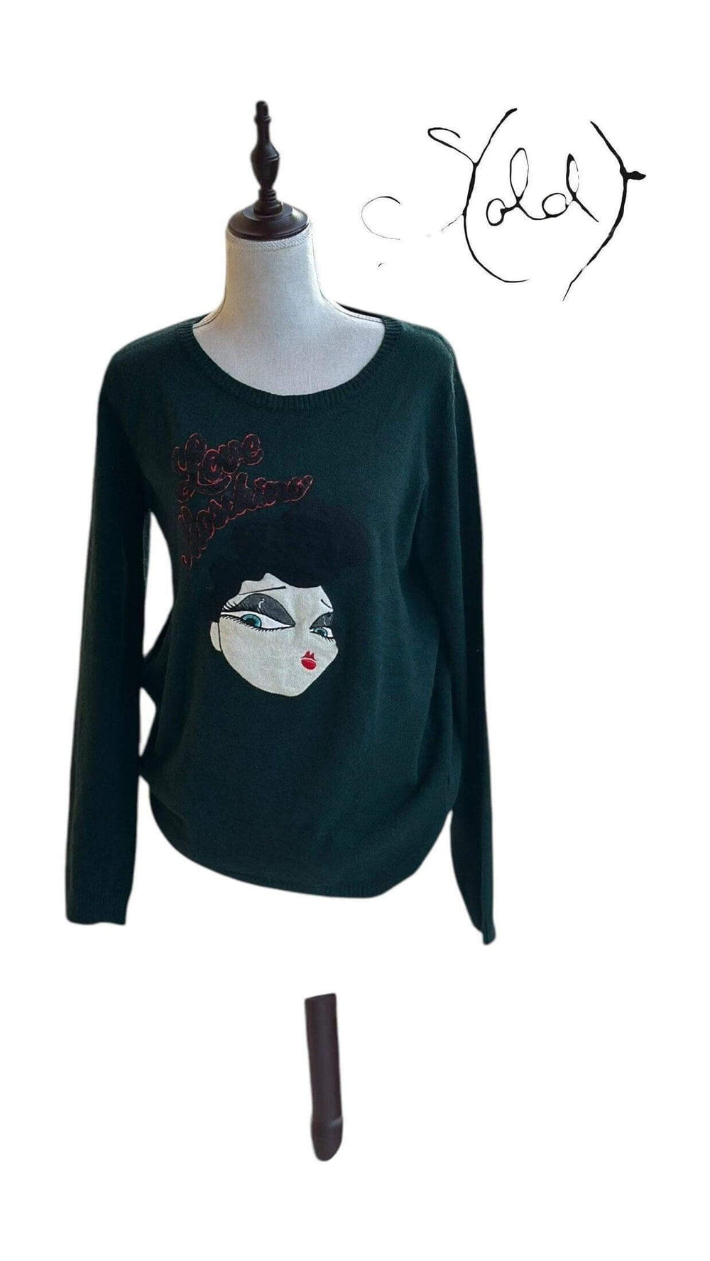 Moschino Embroidered Wool Jumper – Vintage Glam, Interior view | Sold Attire