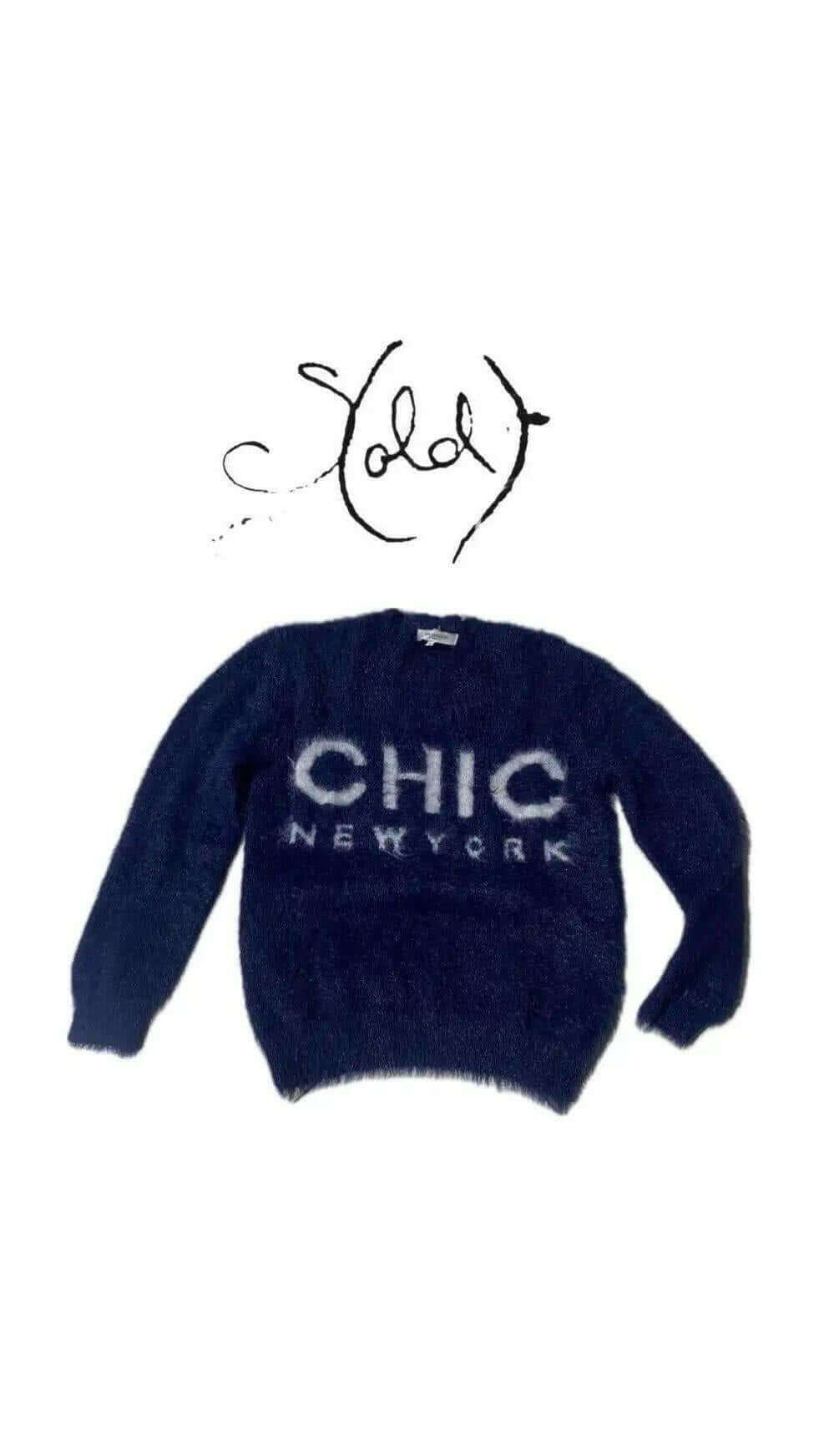 Navy "Chic New York" Sweater - Urban Vintage Style, Authenticated Pre-Owned | Sold Attire
