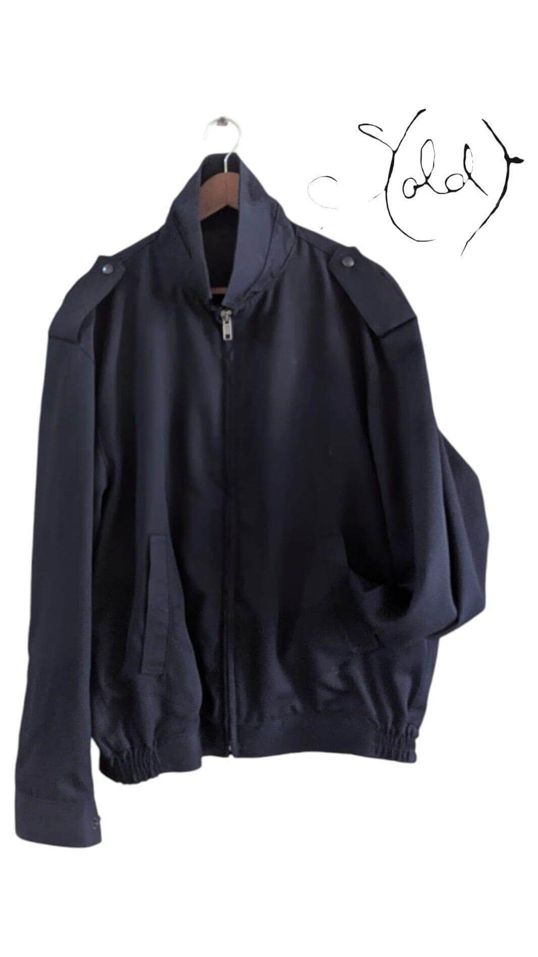 Navy Military Jacket - Vintage Utility Style, Back view | Sold Attire