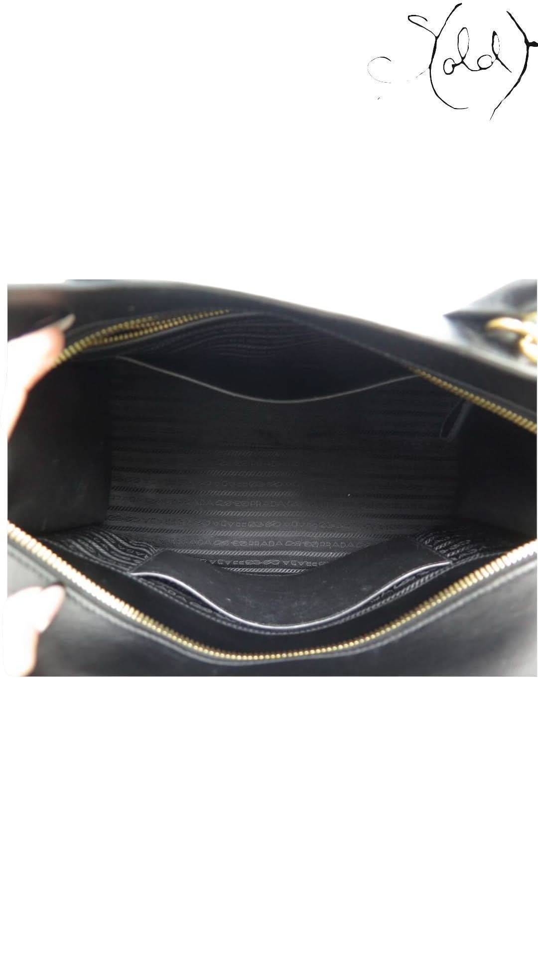 Prada Bags Prada Esplanade Two - Tone Saffiano Handbag 1BA047 Black & Brown 2017 | Sold Attire