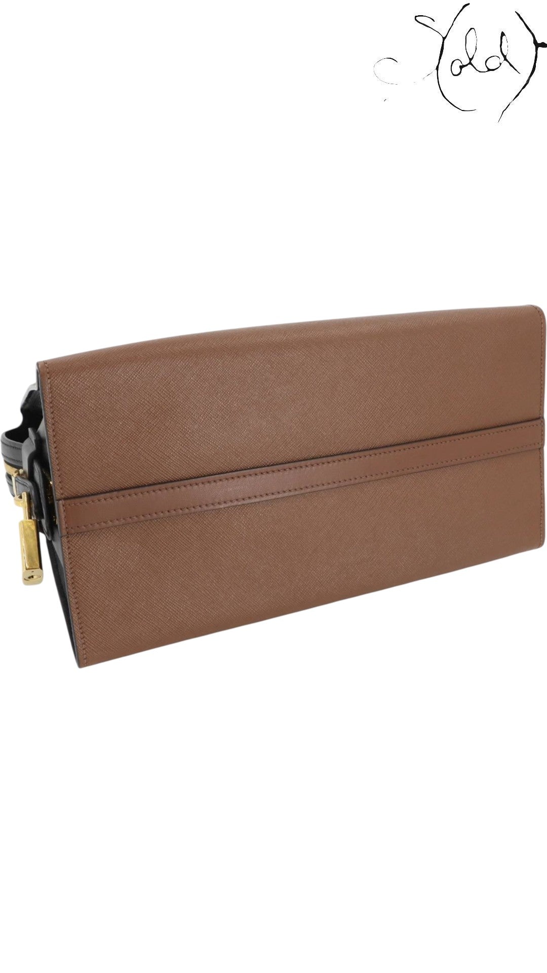 Prada Esplanade Two-Tone Saffiano Handbag 1BA047 Black & Brown 2017, Hardware detail | Sold Attire
