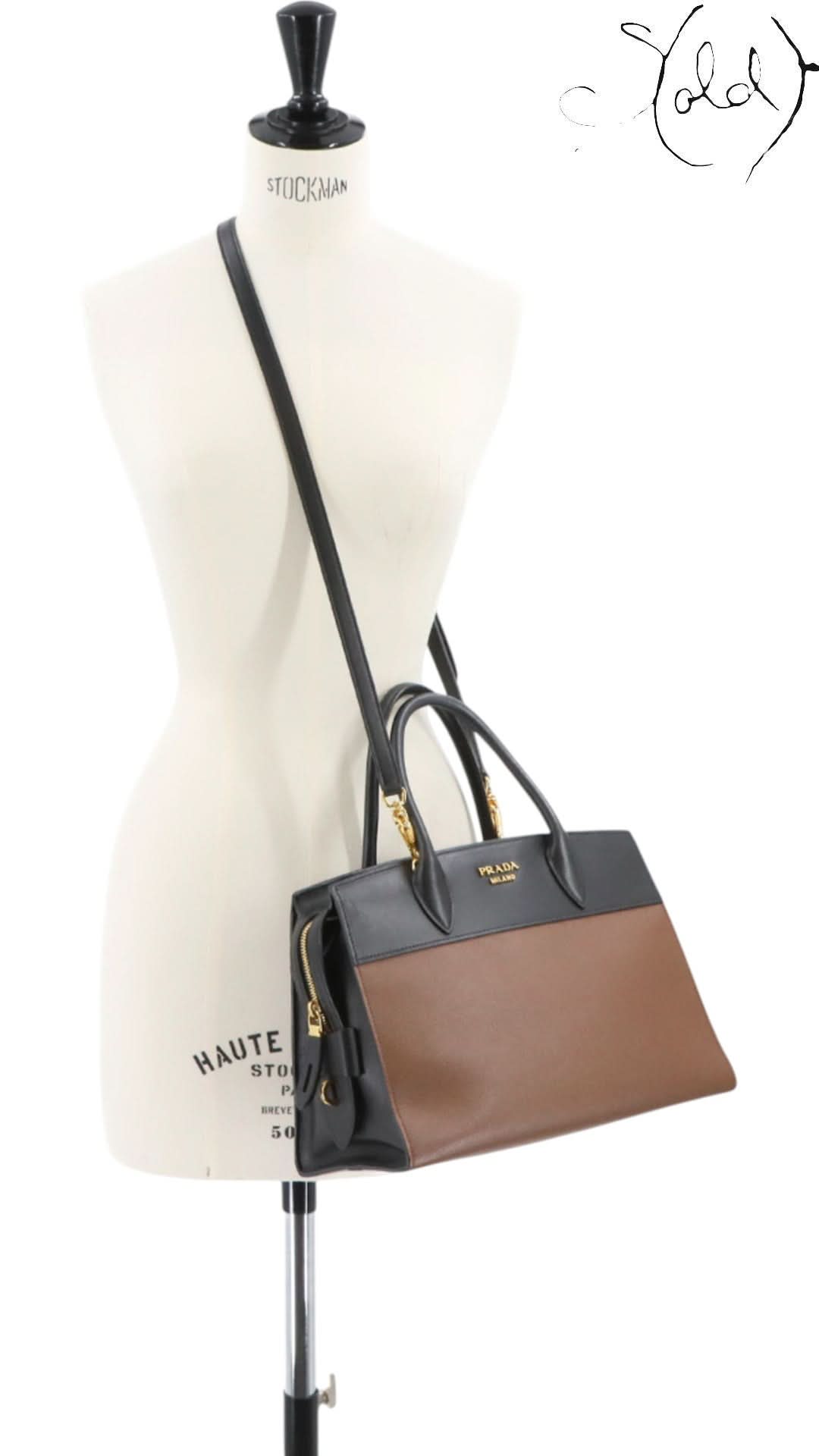 Prada Bags Prada Esplanade Two - Tone Saffiano Handbag 1BA047 Black & Brown 2017 | Sold Attire