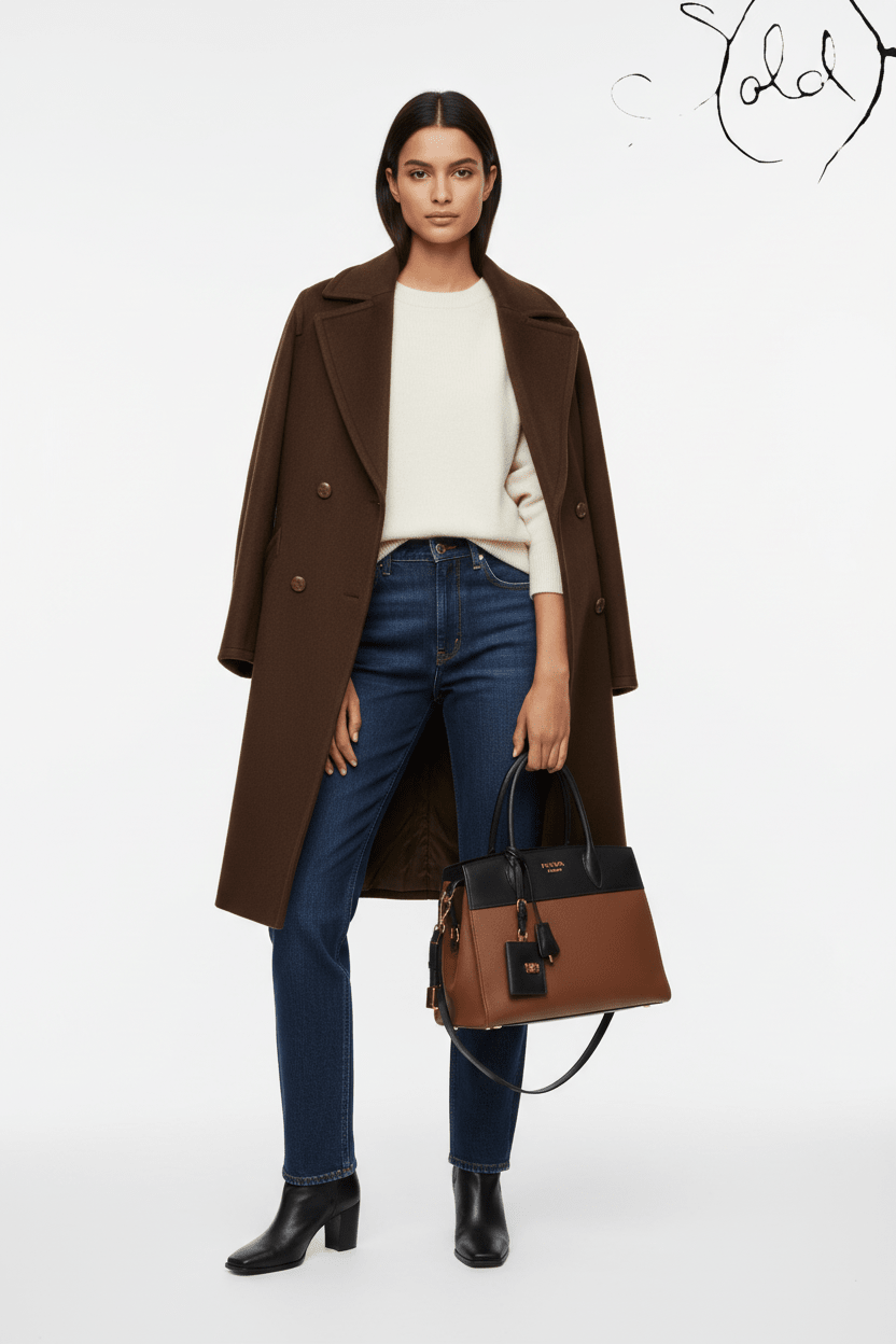 Prada Esplanade Two-Tone Saffiano Handbag 1BA047 Black & Brown 2017, Close-up | Sold Attire