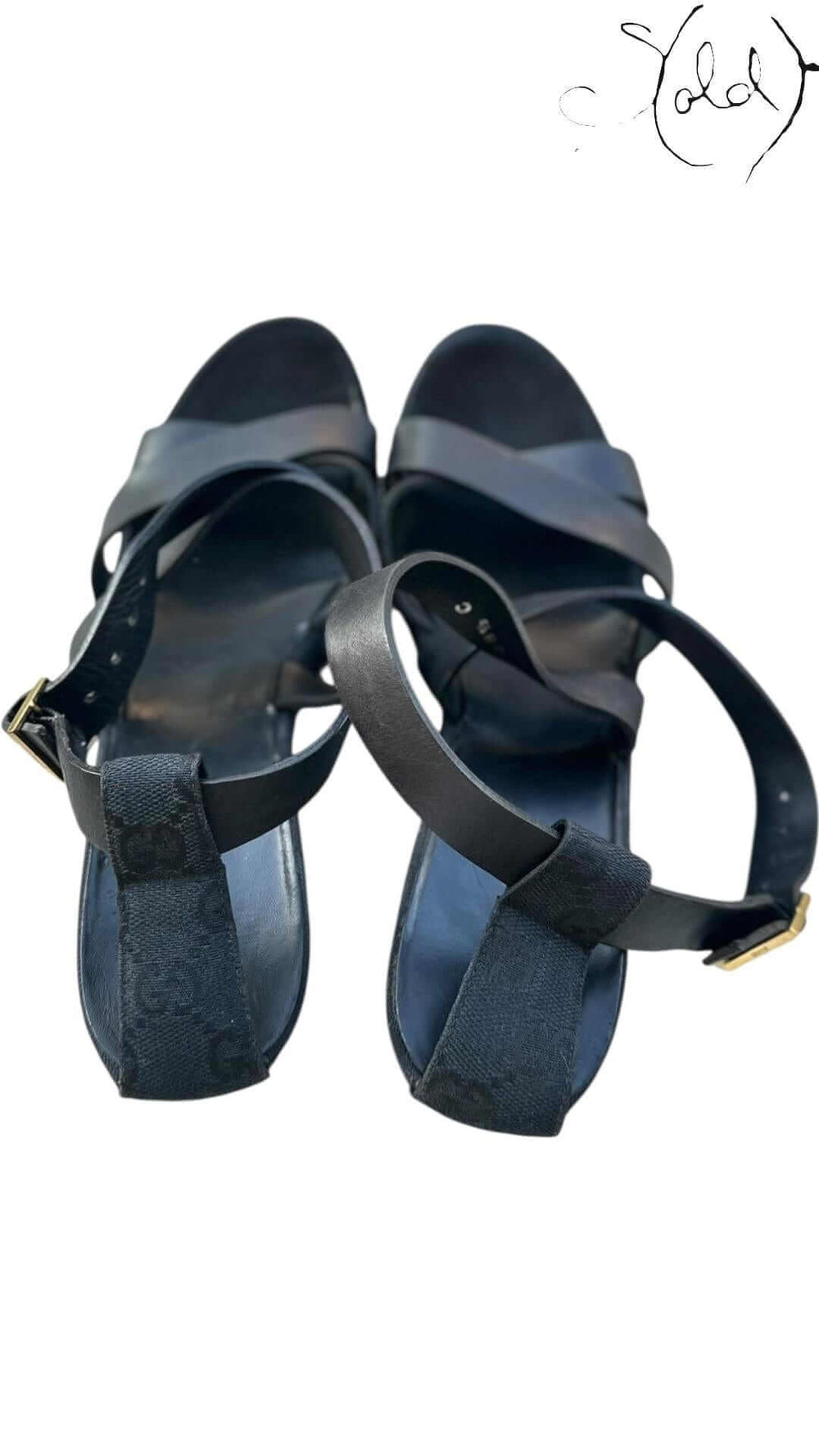 PRADA Black Patent Platform Sandals – Riviera Curve Edition, Back view | Sold Attire