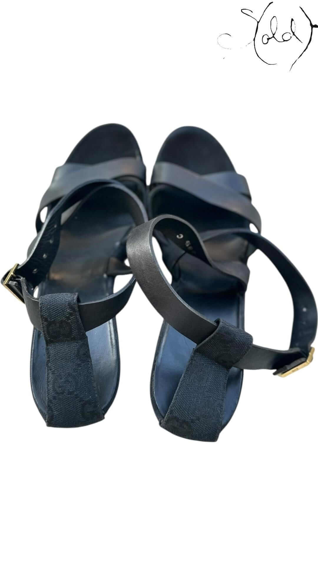 PRADA Black Patent Platform Sandals – Riviera Curve Edition, Back view | Sold Attire
