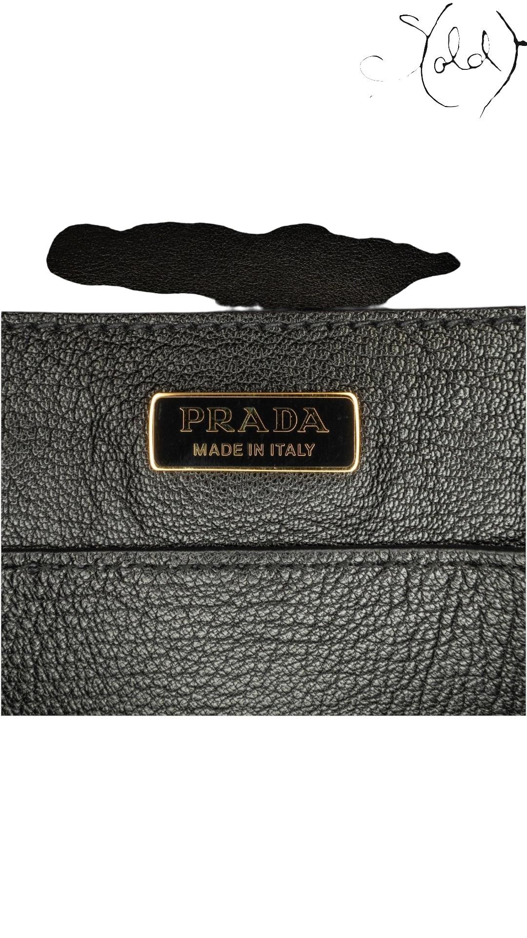 Prada Black Saffiano-Trimmed City Calf Cahier Crossbody Bag — Hardware detail | Sold Attire