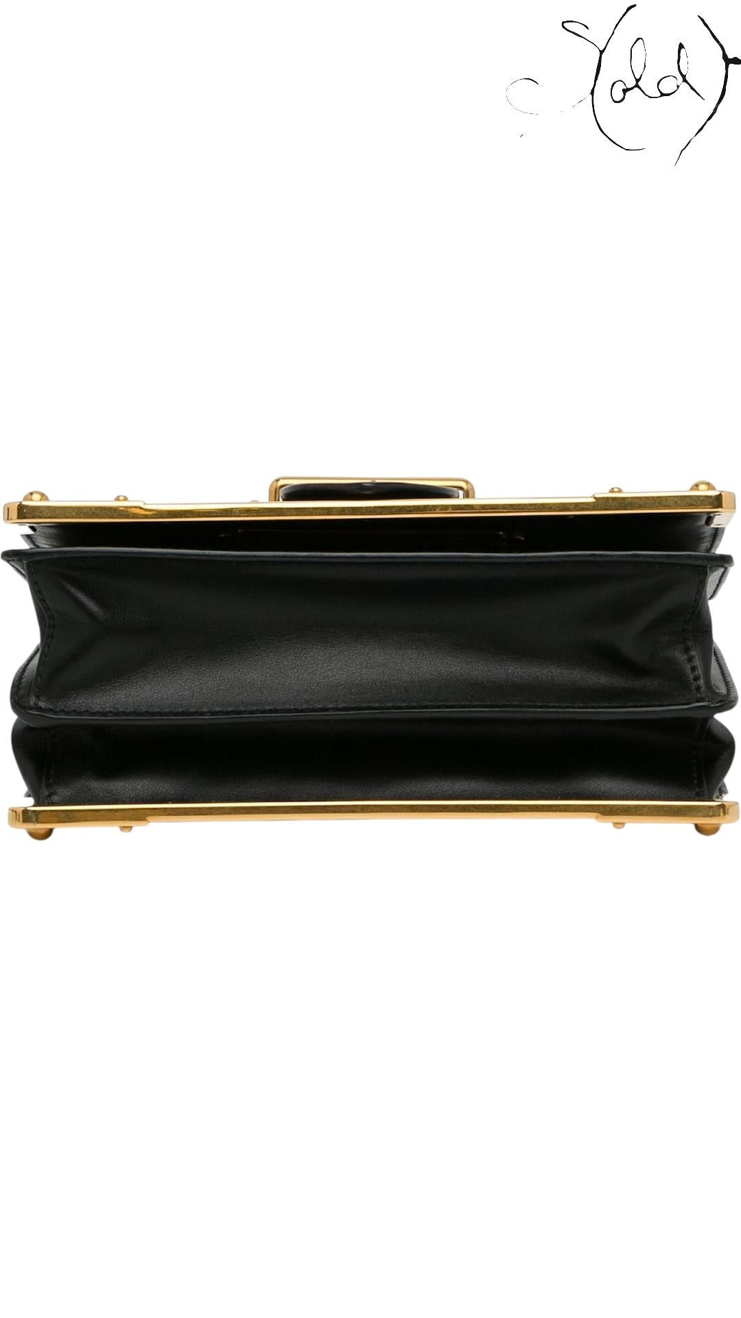 Prada Black Saffiano-Trimmed City Calf Cahier Crossbody Bag — Detail view | Sold Attire