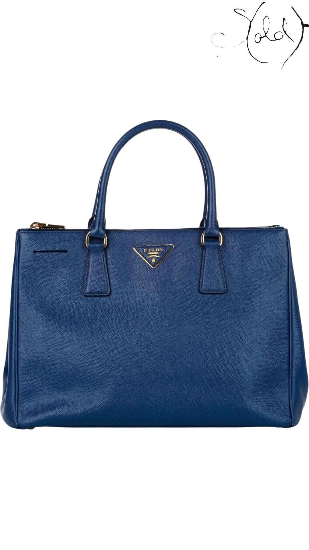 Prada Blue Saffiano Galleria Handbag – Iconic Shoulder Strap | Sold Attire - Sold Attire