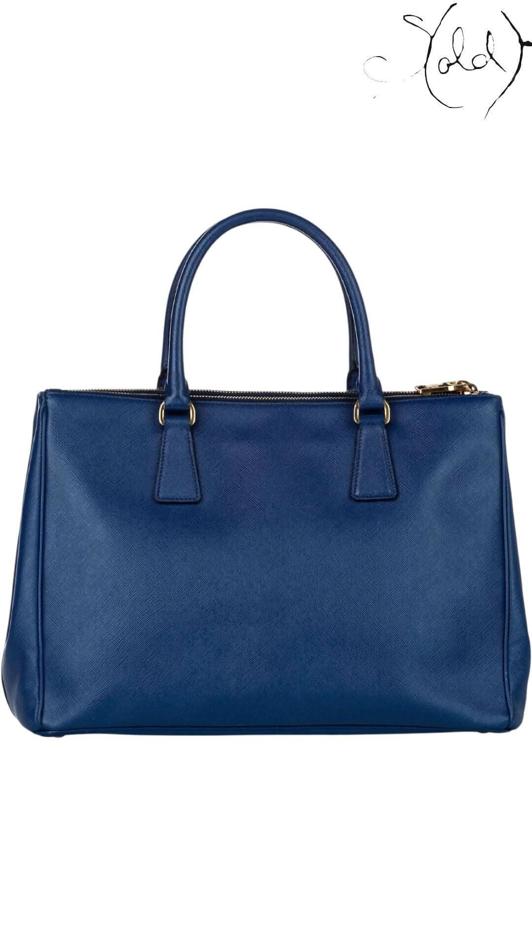 Prada Blue Saffiano Galleria Handbag – Iconic Shoulder Strap | Sold Attire - Sold Attire
