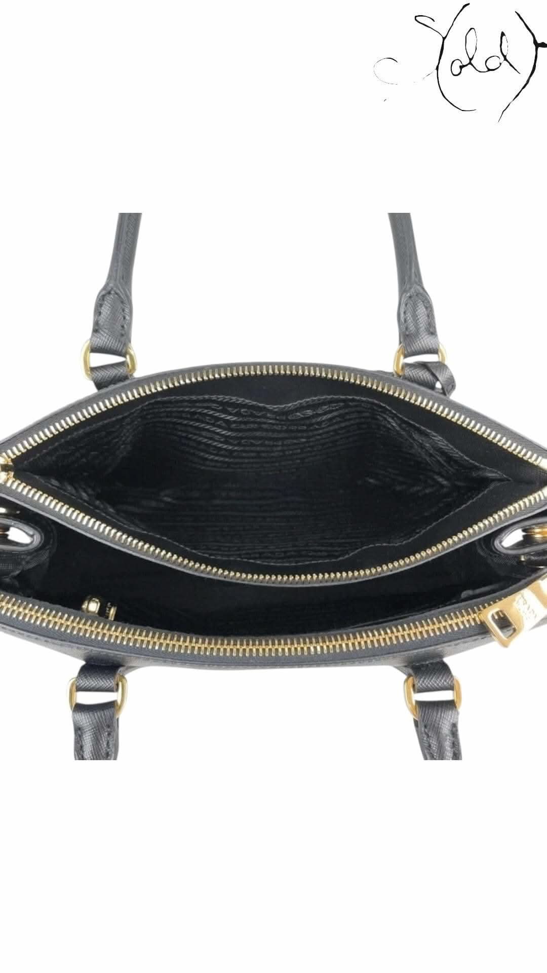 PRADA Galleria Medium Handbag – Black Saffiano Leather | Sold Attire - Sold Attire