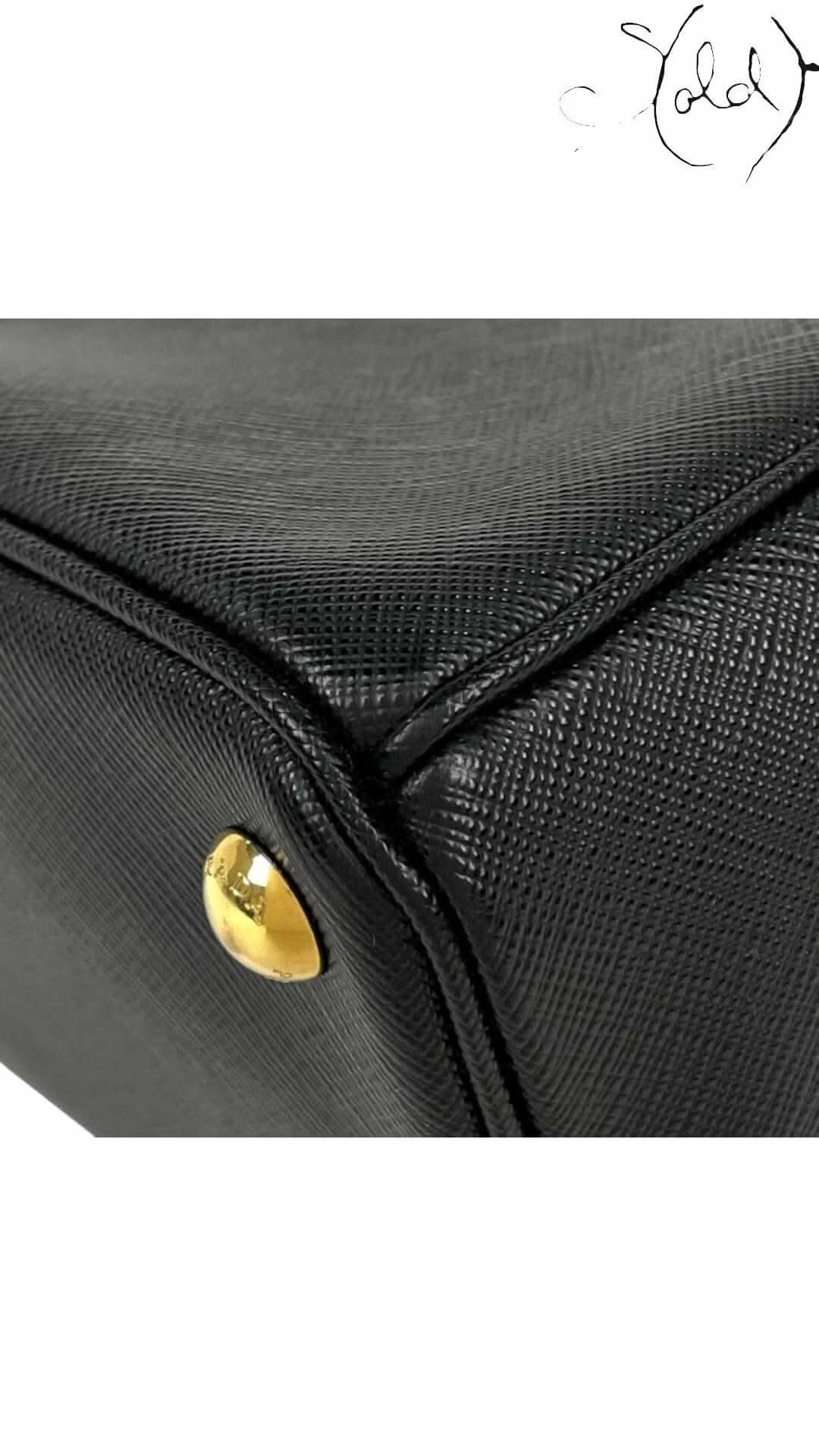 PRADA Galleria Medium Handbag – Black Saffiano Leather | Sold Attire - Sold Attire