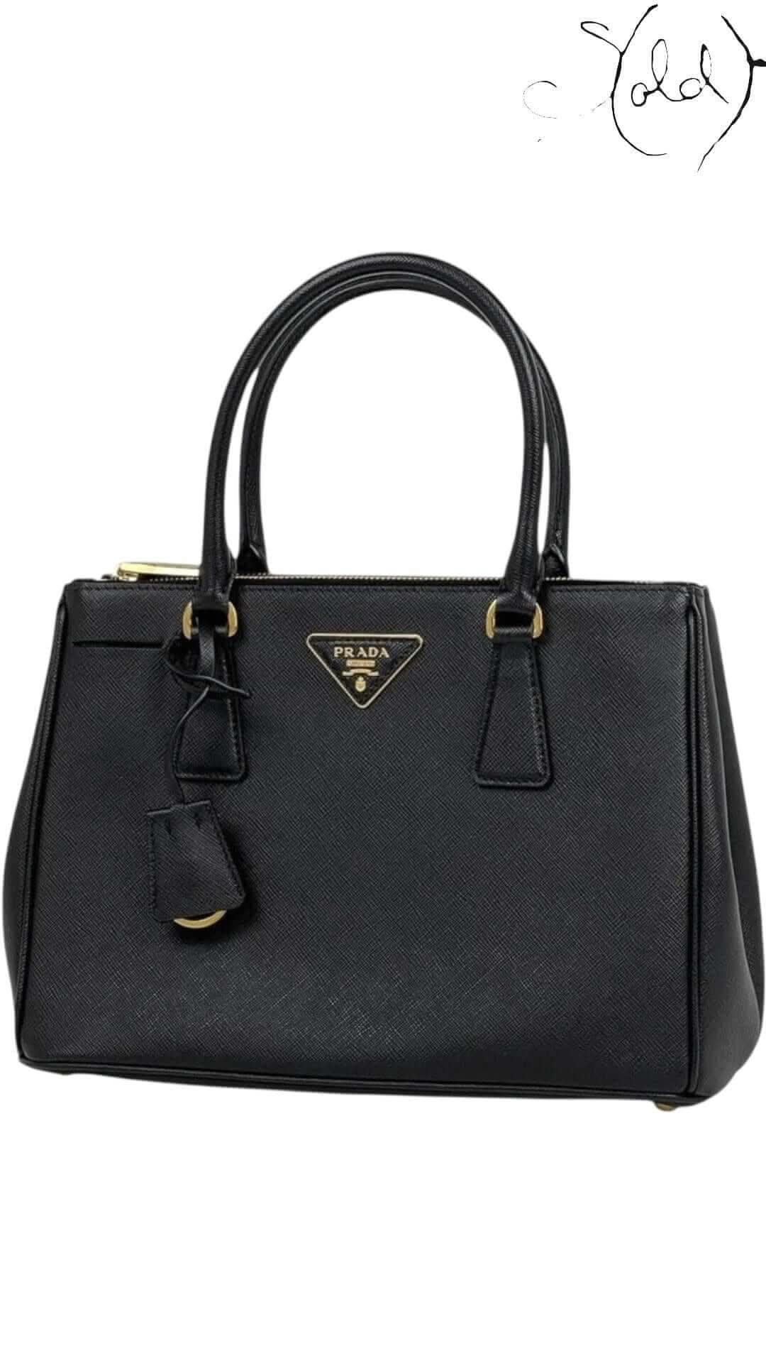 PRADA Galleria Medium Handbag – Black Saffiano Leather | Sold Attire - Sold Attire