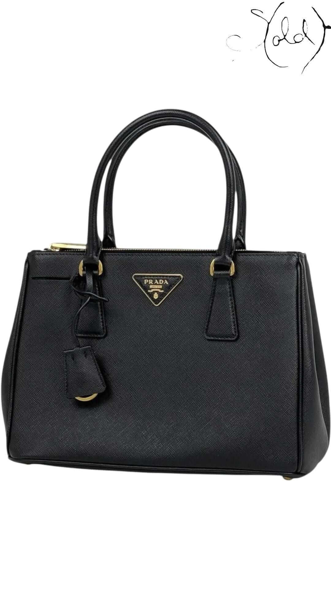 PRADA Galleria Medium Handbag – Black Saffiano Leather — Authenticated Pre-Owned | Sold Attire