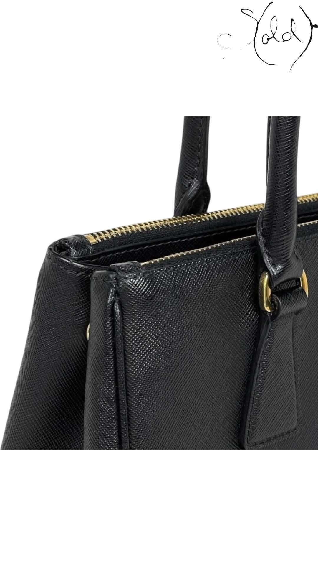 PRADA Galleria Medium Handbag – Black Saffiano Leather | Sold Attire - Sold Attire