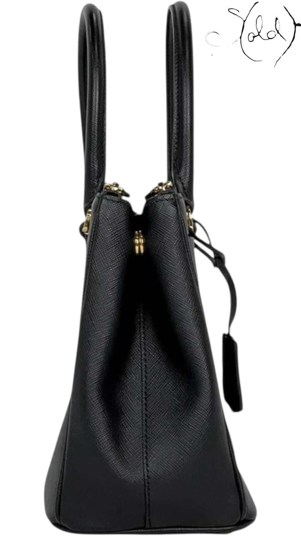 PRADA Galleria Medium Handbag – Black Saffiano Leather, Back view | Sold Attire