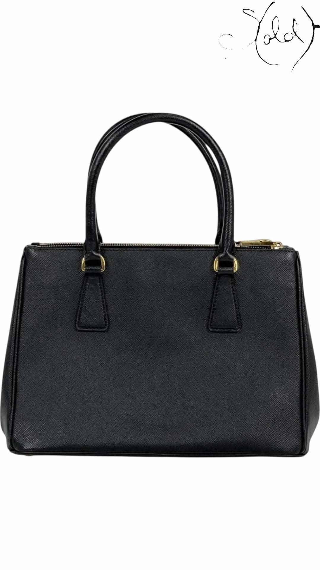 PRADA Galleria Medium Handbag – Black Saffiano Leather | Sold Attire - Sold Attire