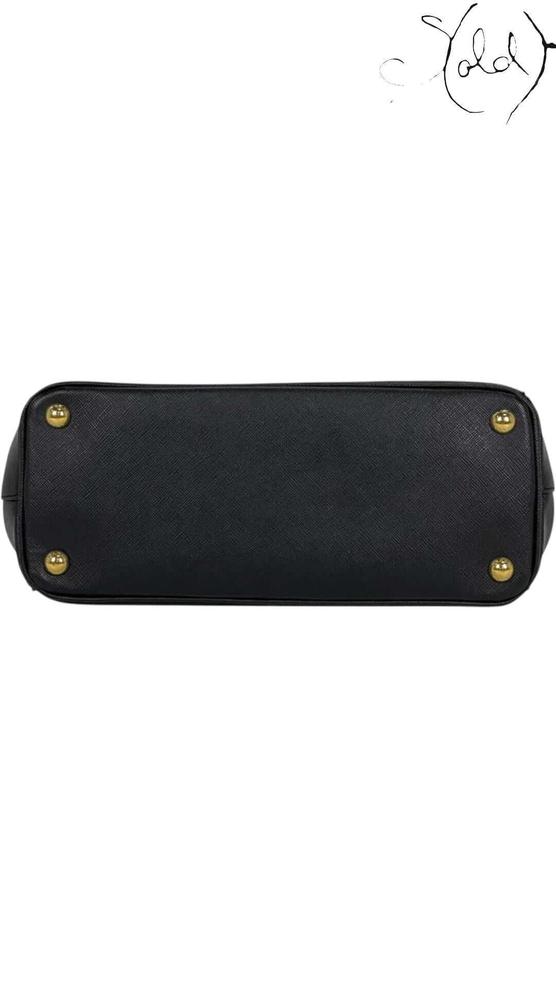 PRADA Galleria Medium Handbag – Black Saffiano Leather — Interior view | Sold Attire