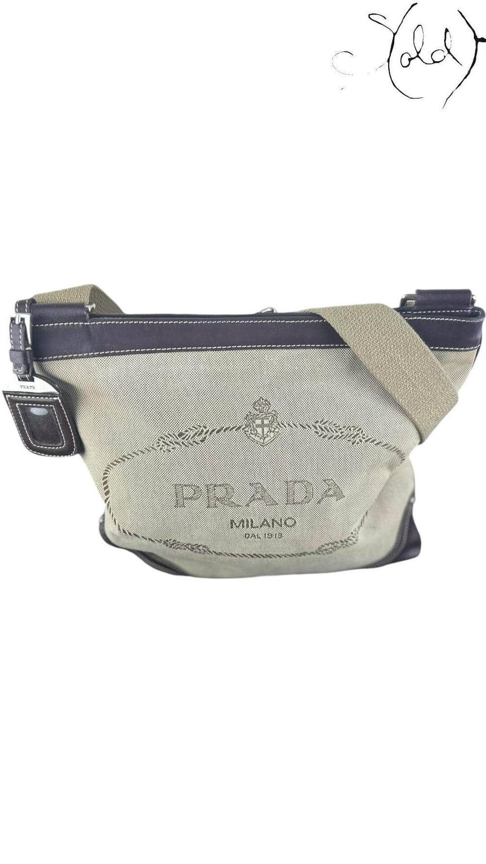 Prada Jacquard Messenger – Brown Logo Canvas, Back view | Sold Attire