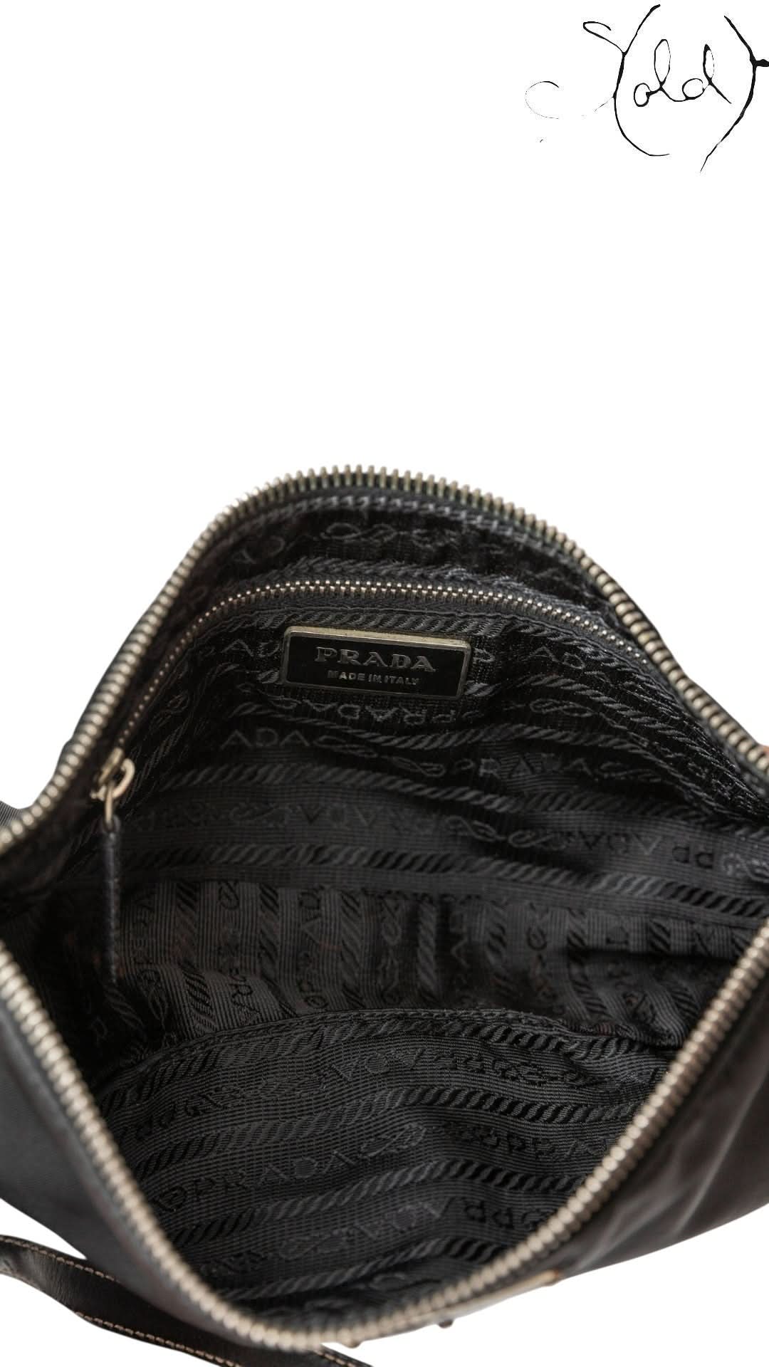Prada Nylon and Leather Shoulder Bag Black | Sold Attire - Sold Attire