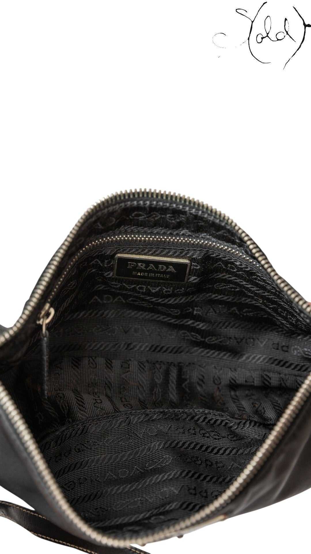 Prada Nylon and Leather Shoulder Bag Black — Base view | Sold Attire