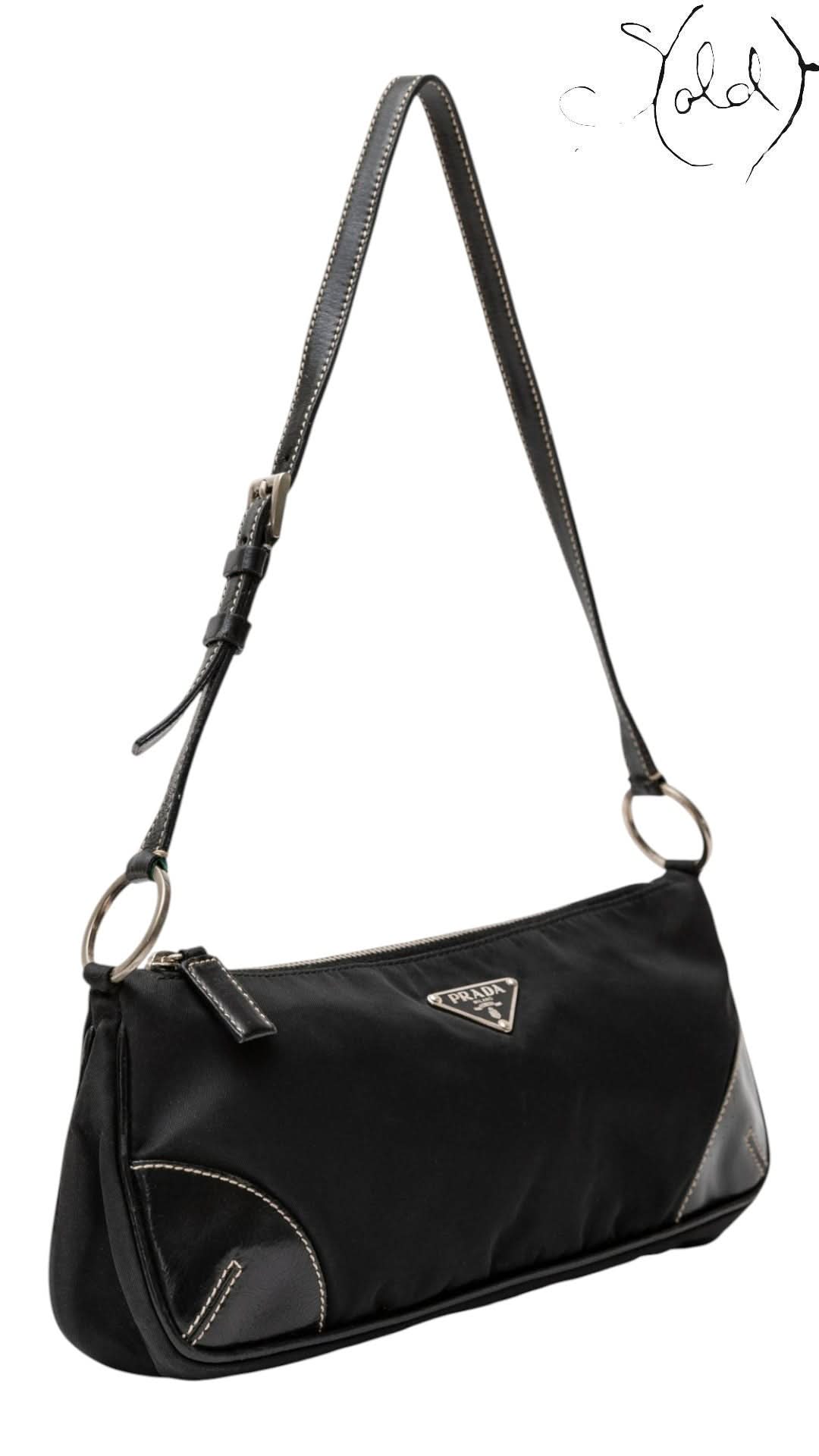 Prada Nylon and Leather Shoulder Bag Black | Sold Attire - Sold Attire