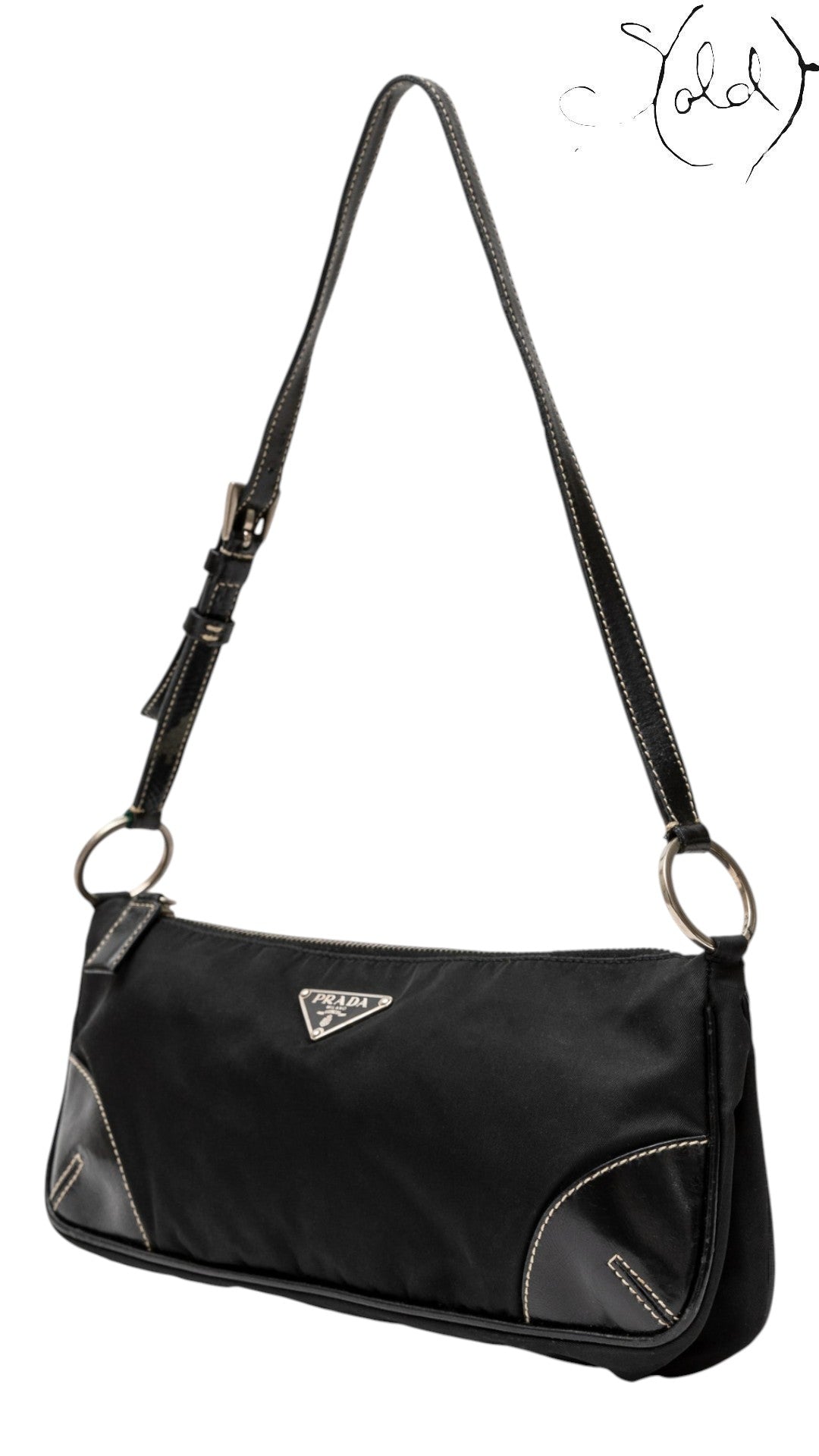Prada Nylon and Leather Shoulder Bag Black — Interior view | Sold Attire