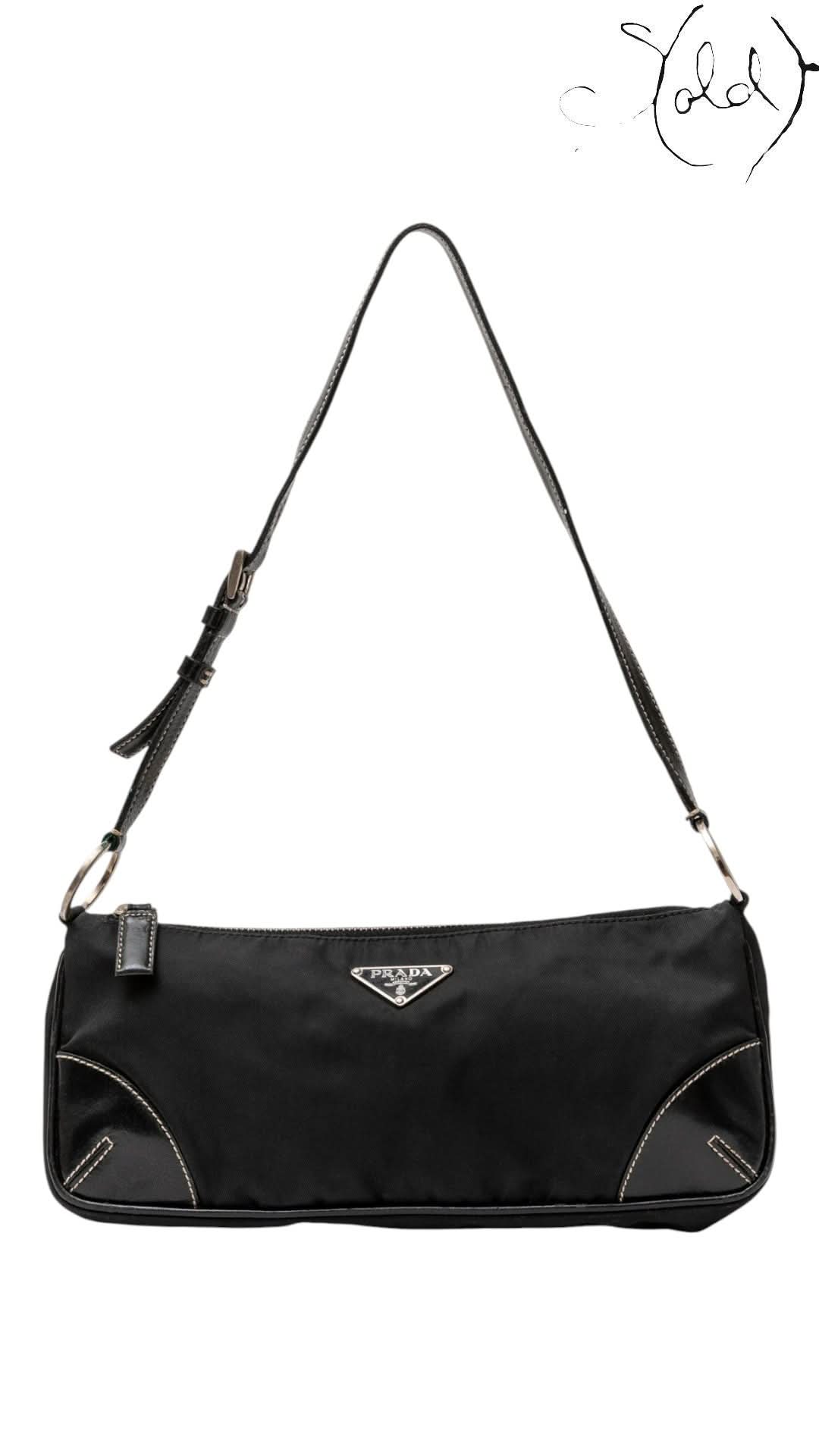 Prada Nylon and Leather Shoulder Bag Black | Sold Attire - Sold Attire