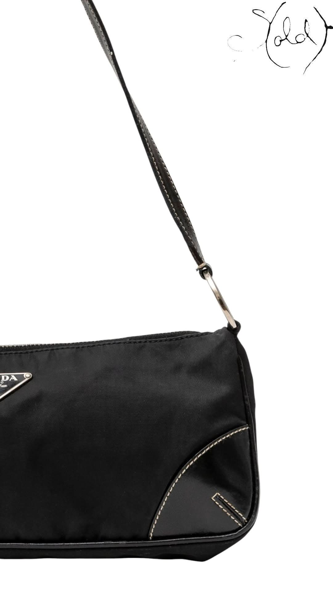 Prada Nylon and Leather Shoulder Bag Black | Sold Attire - Sold Attire