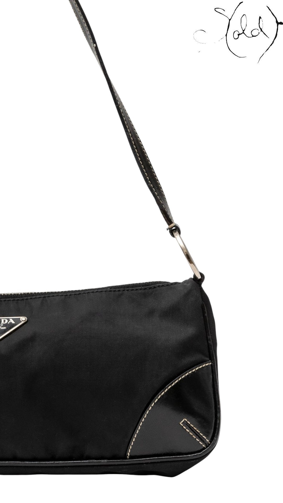 Prada Nylon and Leather Shoulder Bag Black — Side view | Sold Attire