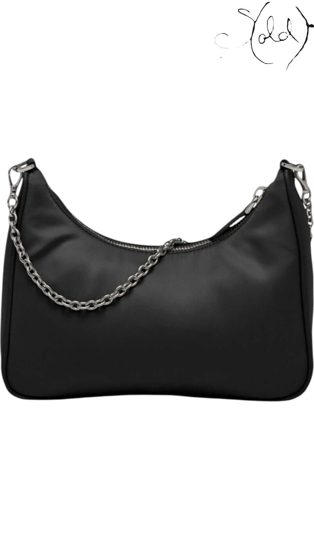 Prada Re-Edition 2005 Nylon Shoulder Bag – Black, Back view | Sold Attire